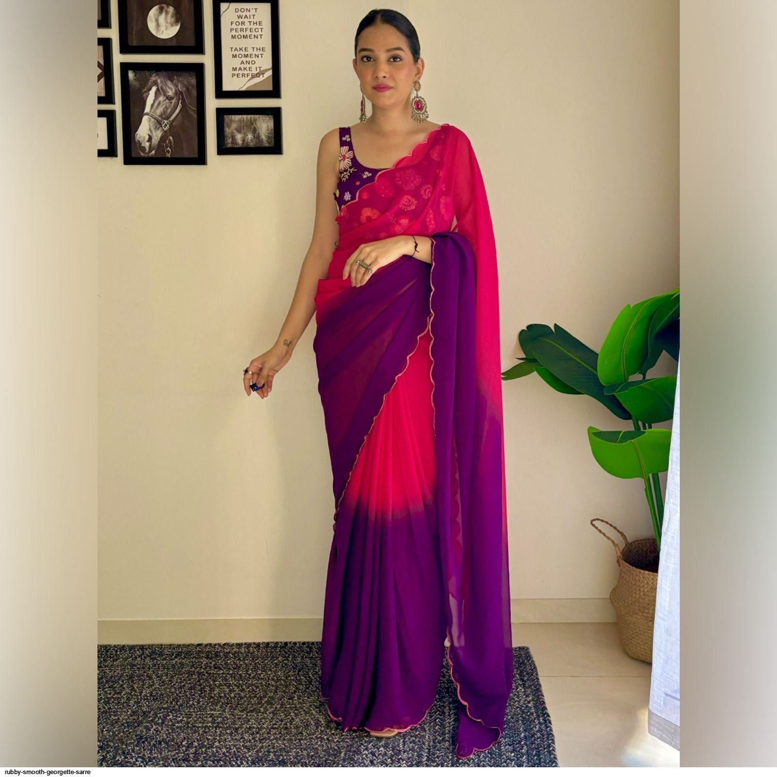 One Minute Ready To Wear Amethyst Dream Pure Soft Georgette Silk Saree