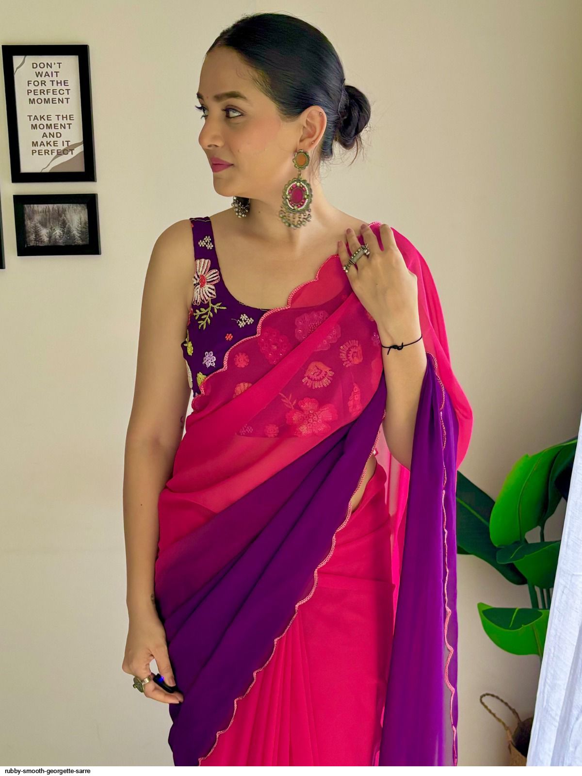 One Minute Ready To Wear Amethyst Dream Pure Soft Georgette Silk Saree