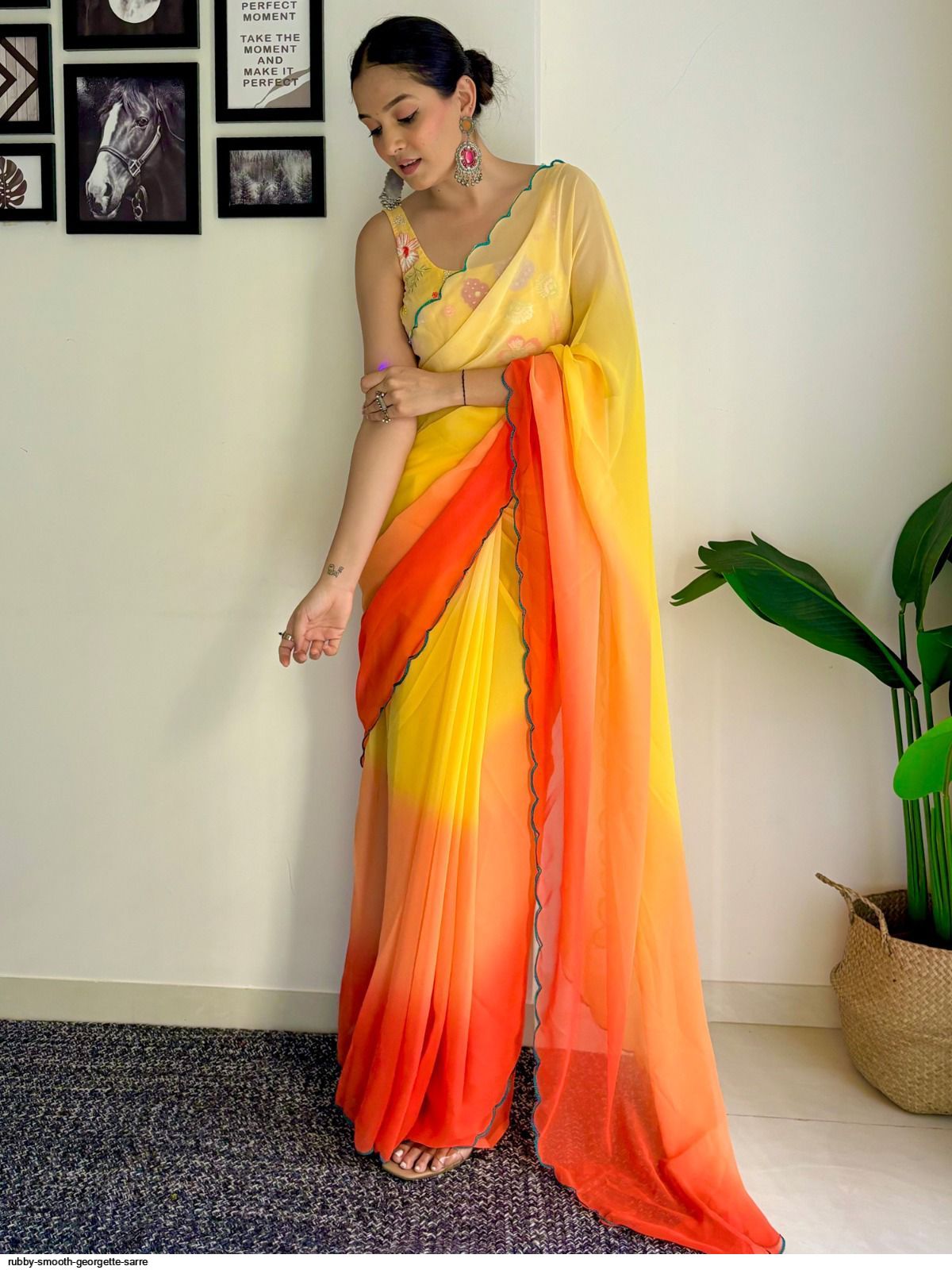 One Minute Ready To Wear Sunshine Pure Soft Georgette Silk Saree