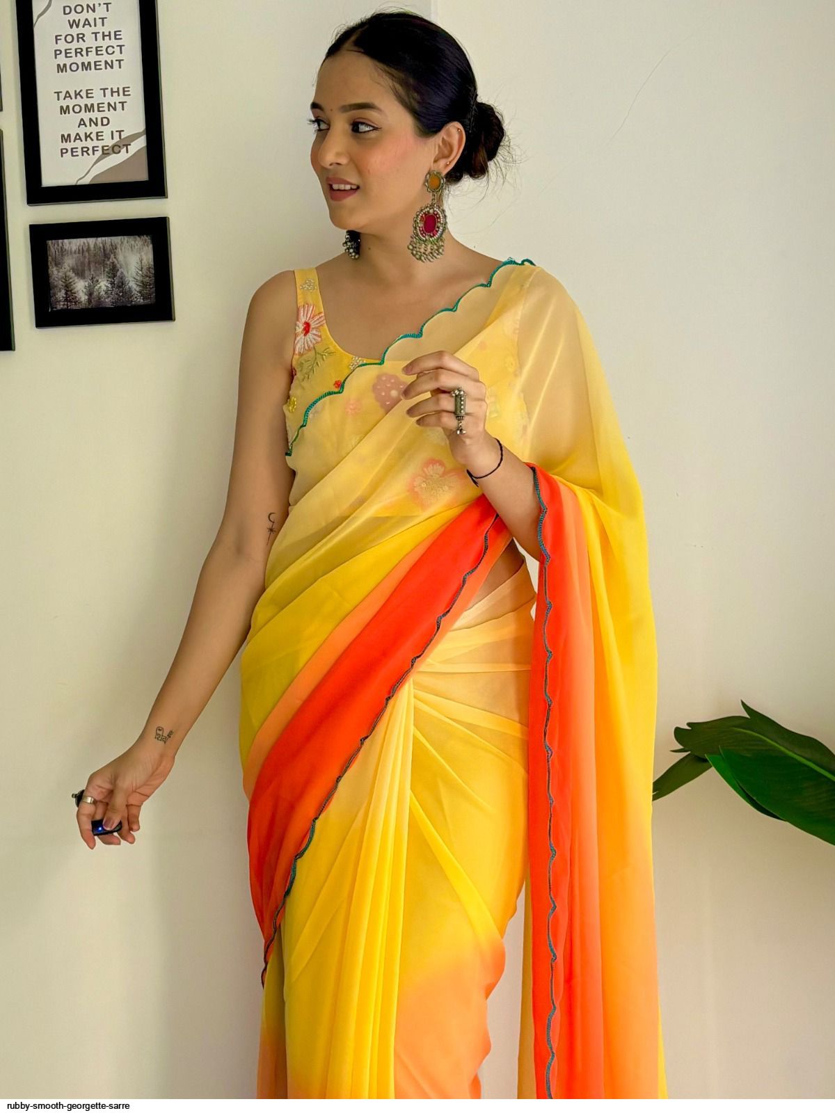 One Minute Ready To Wear Sunshine Pure Soft Georgette Silk Saree