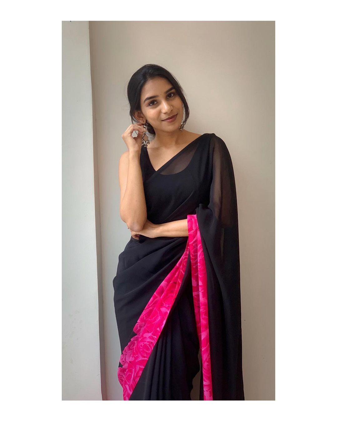 One Minute Ready To Wear Rose Blush Pure Soft Georgette Silk Saree