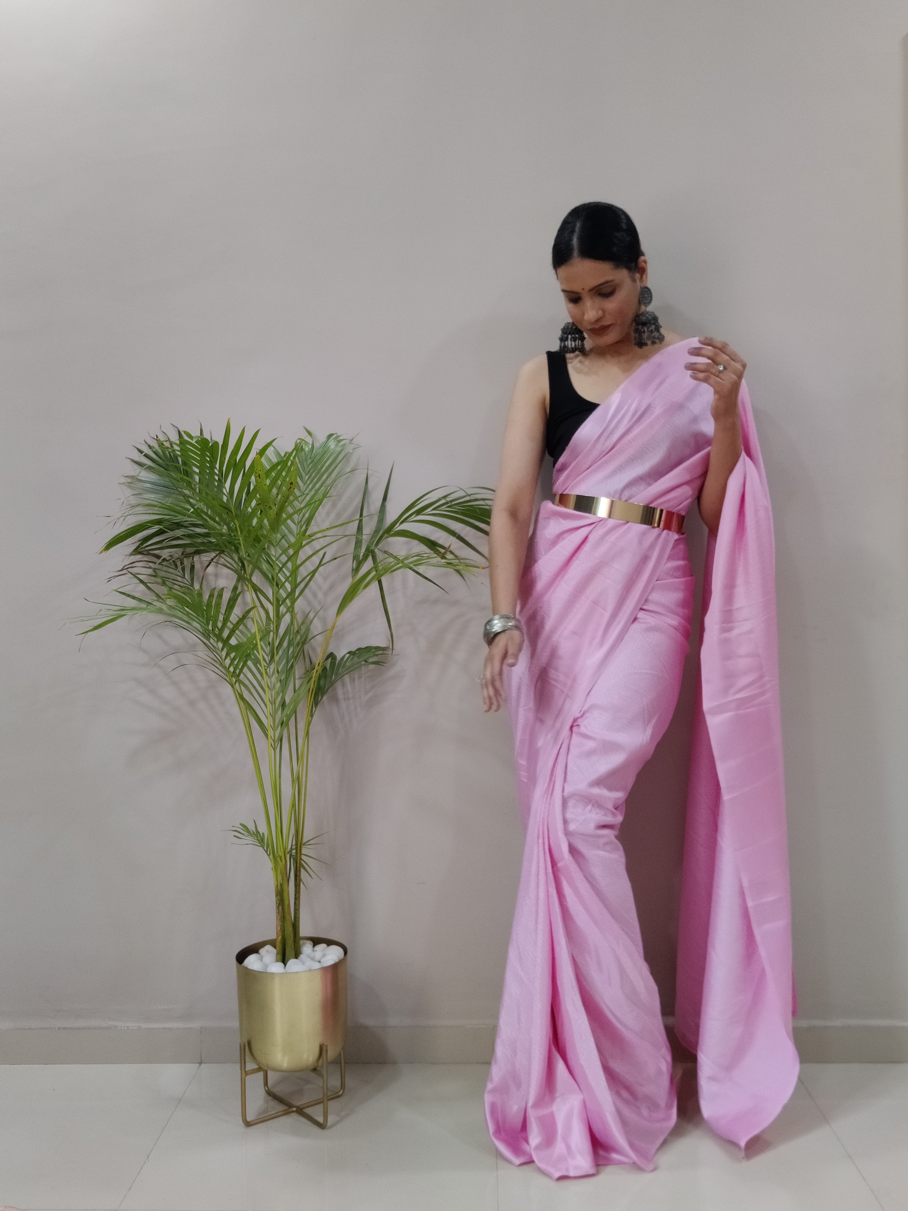 One Minute Ready To Wear New Classic look Lite Rose Saree Divashree