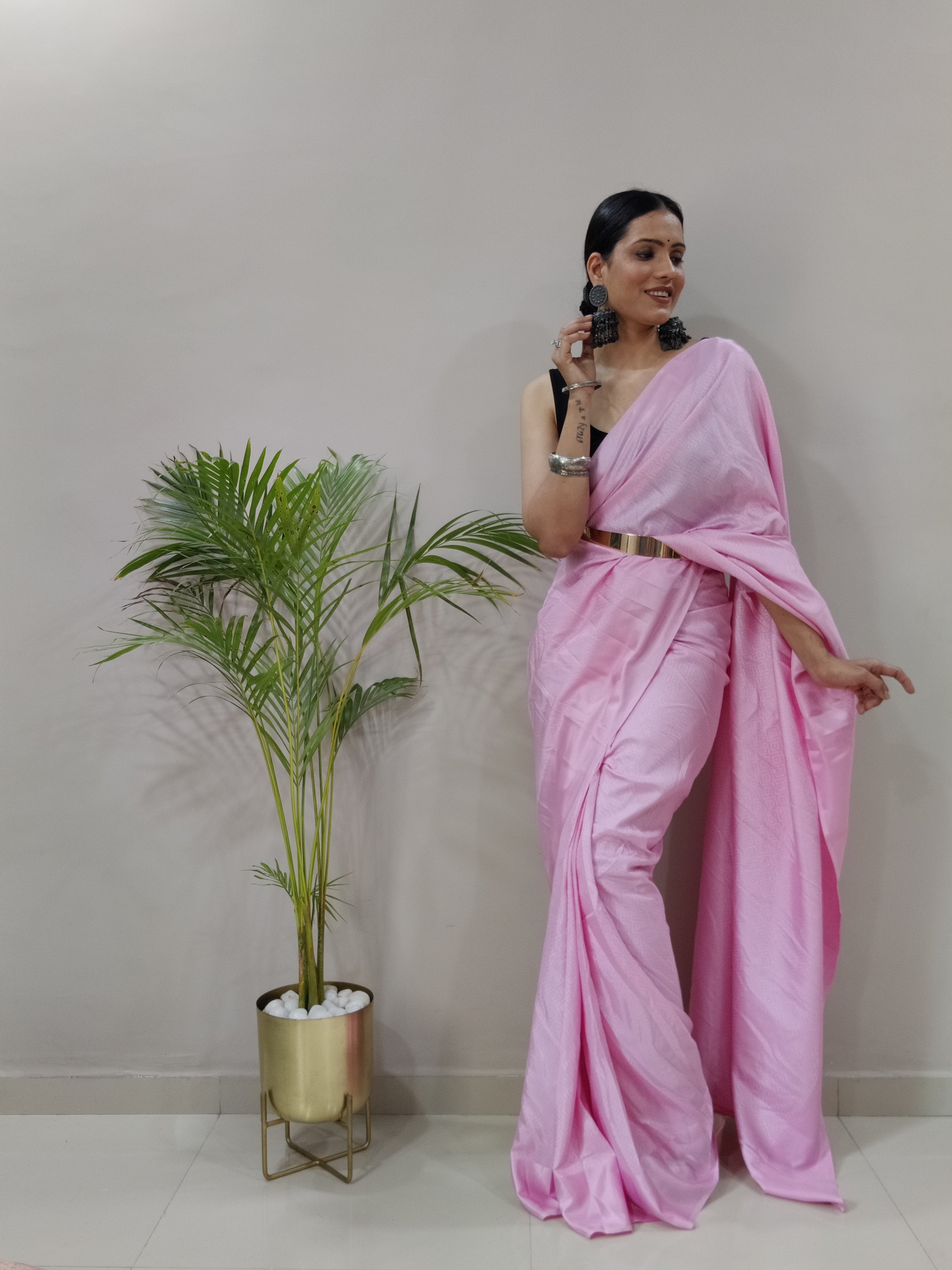 One Minute Ready To Wear New Classic look Lite Rose Saree Divashree