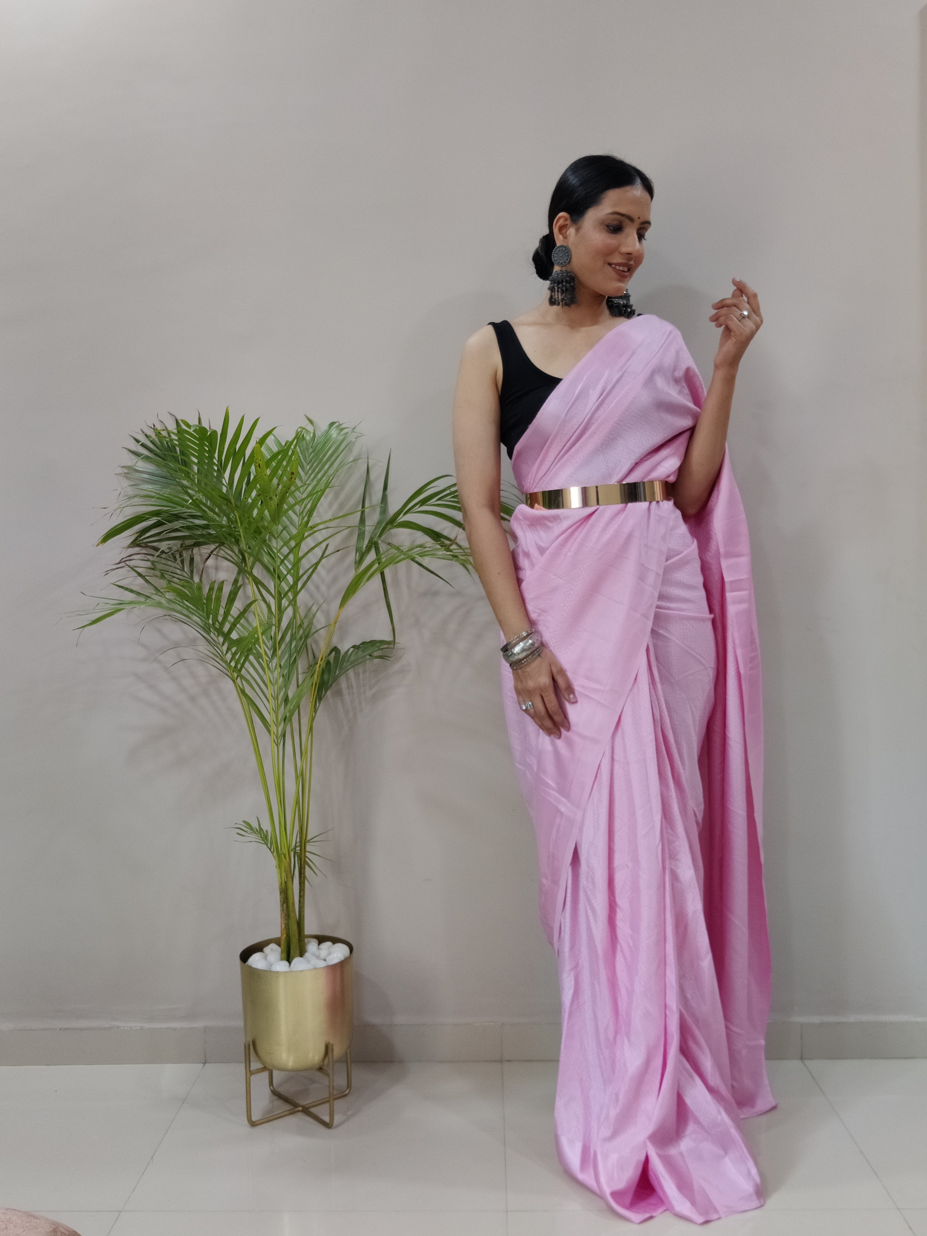 One Minute Ready To Wear New Classic look Lite Rose Saree Divashree