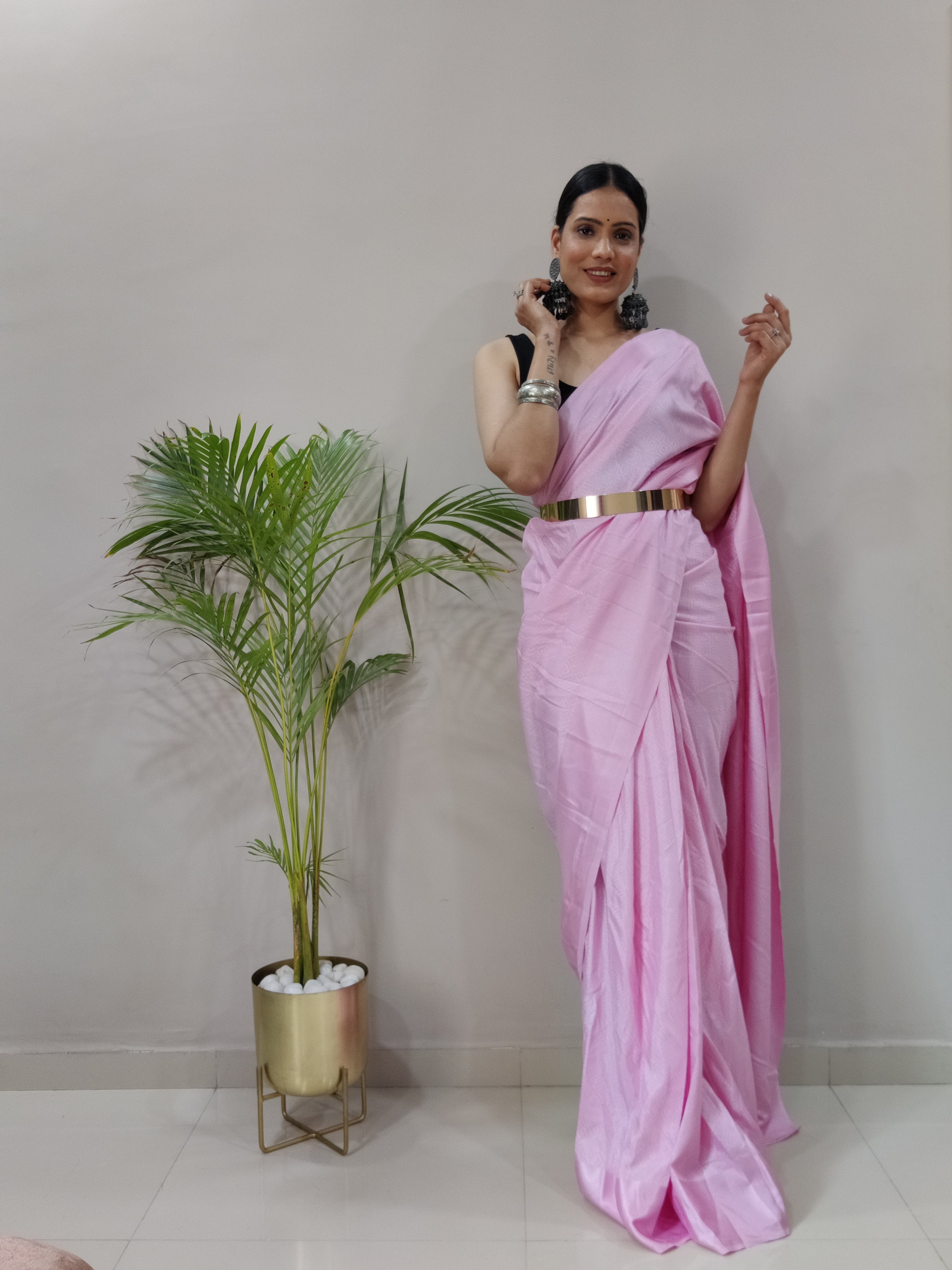 One Minute Ready To Wear New Classic look Lite Rose Saree Divashree