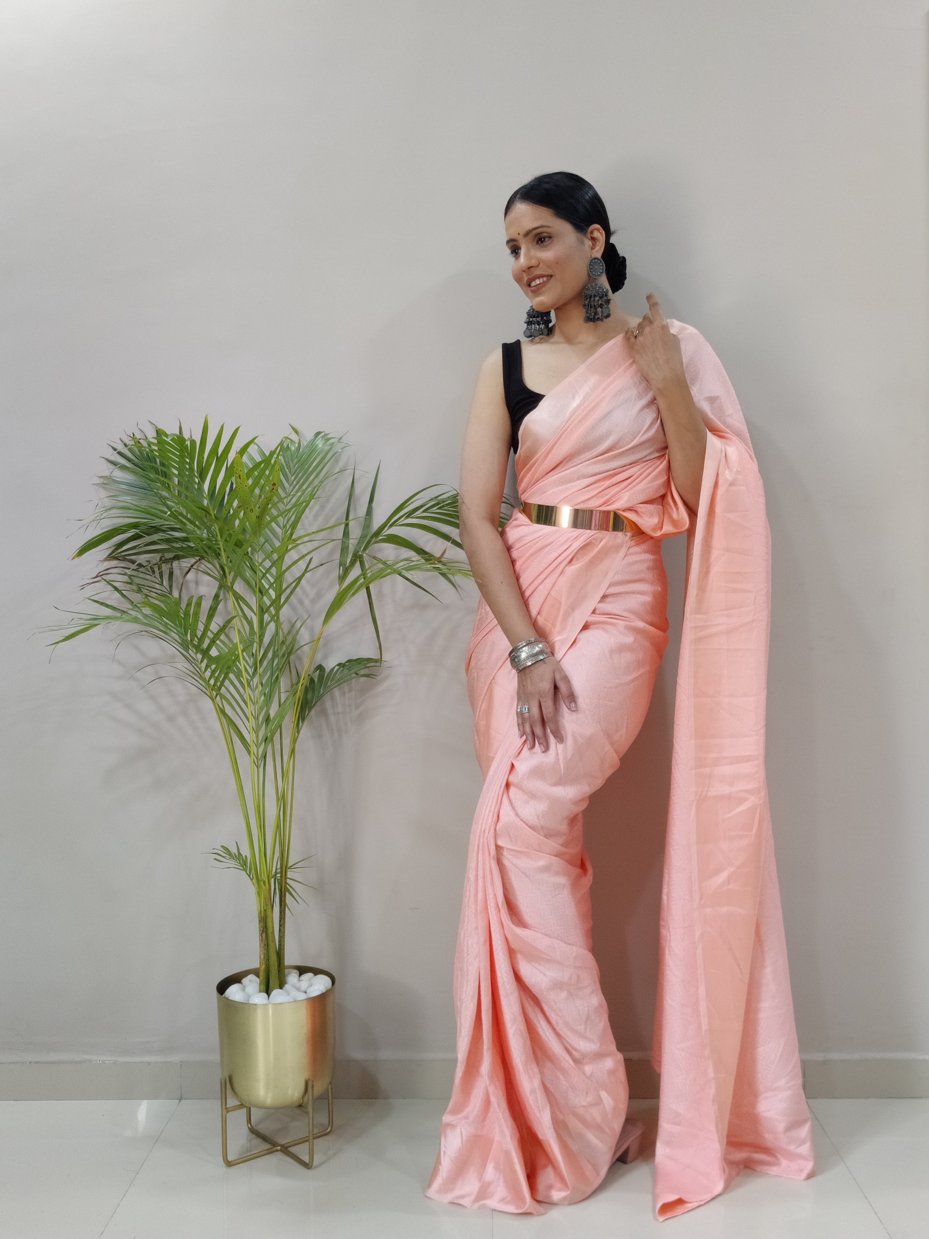 One Minute Ready To Wear New Classic look Orange Candy Saree Divashree