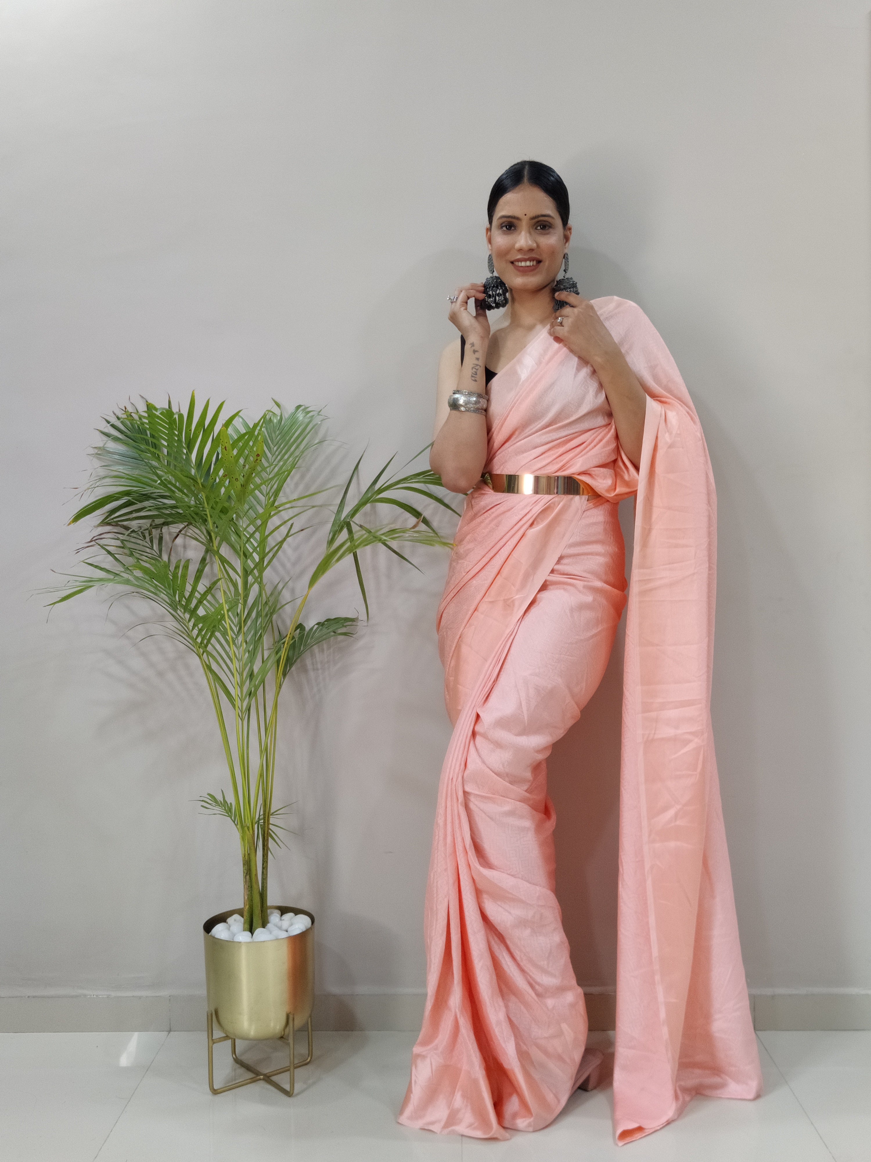 One Minute Ready To Wear New Classic look Orange Candy Saree Divashree