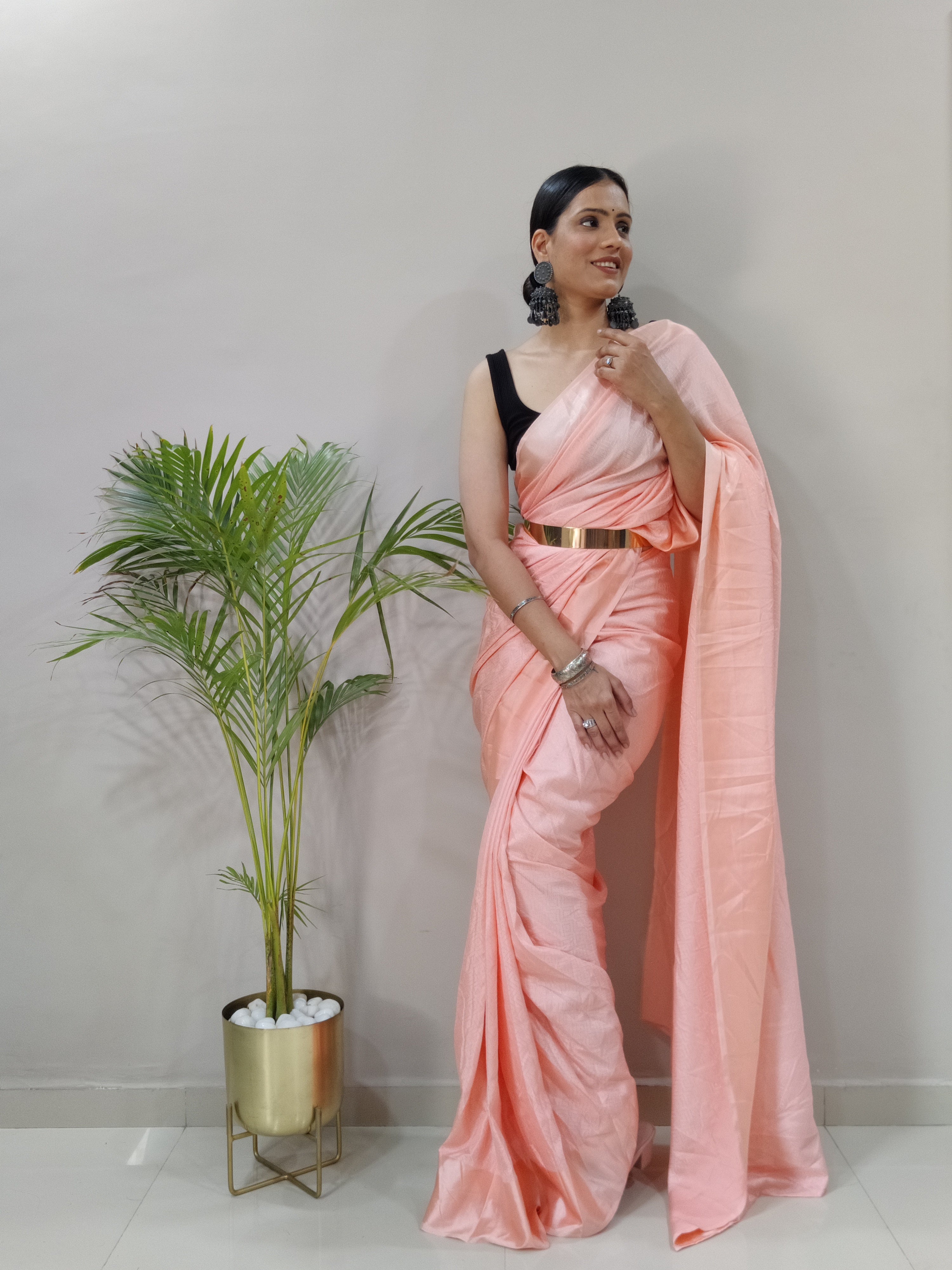 One Minute Ready To Wear New Classic look Orange Candy Saree Divashree