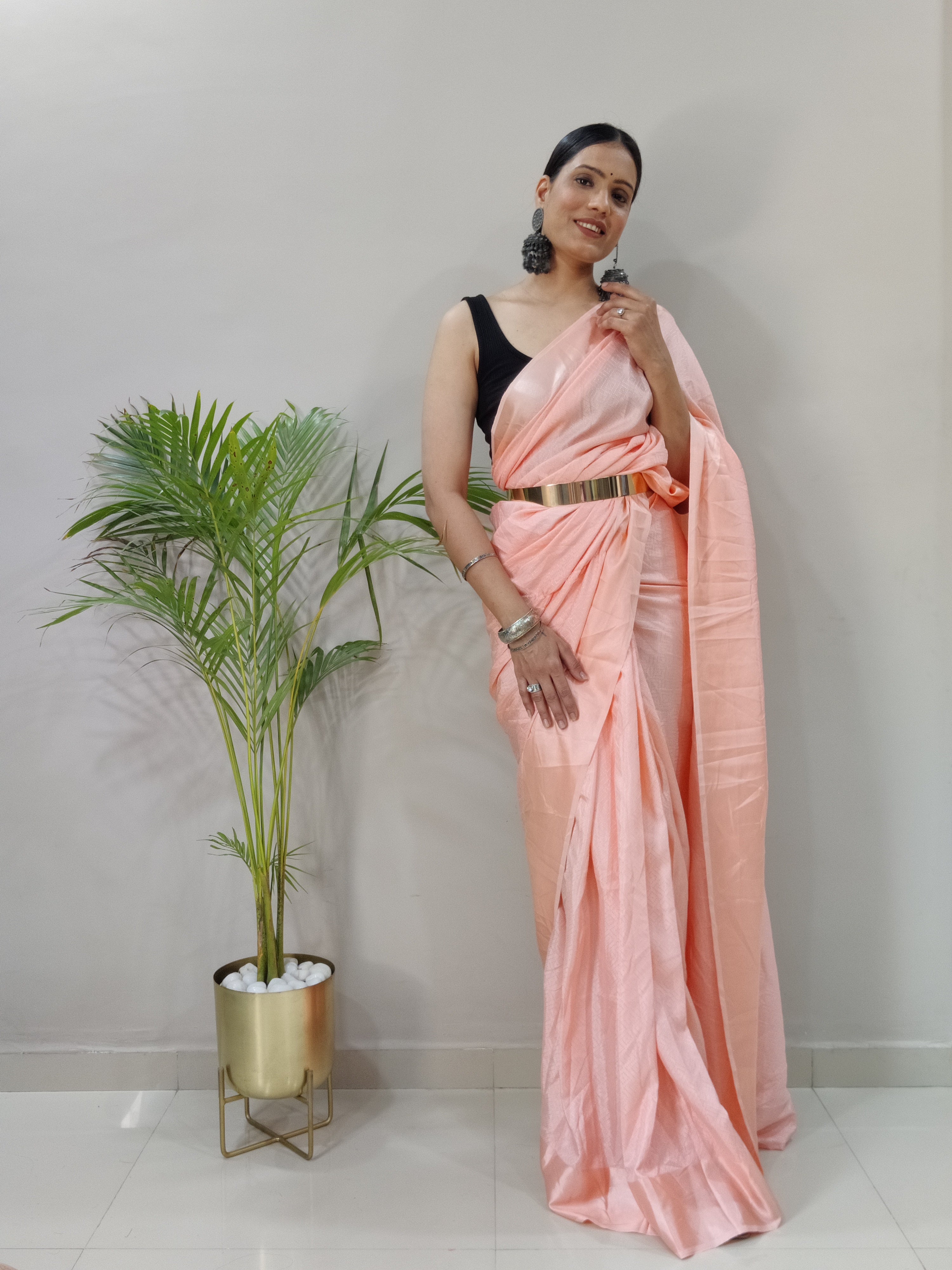 One Minute Ready To Wear New Classic look Orange Candy Saree Divashree