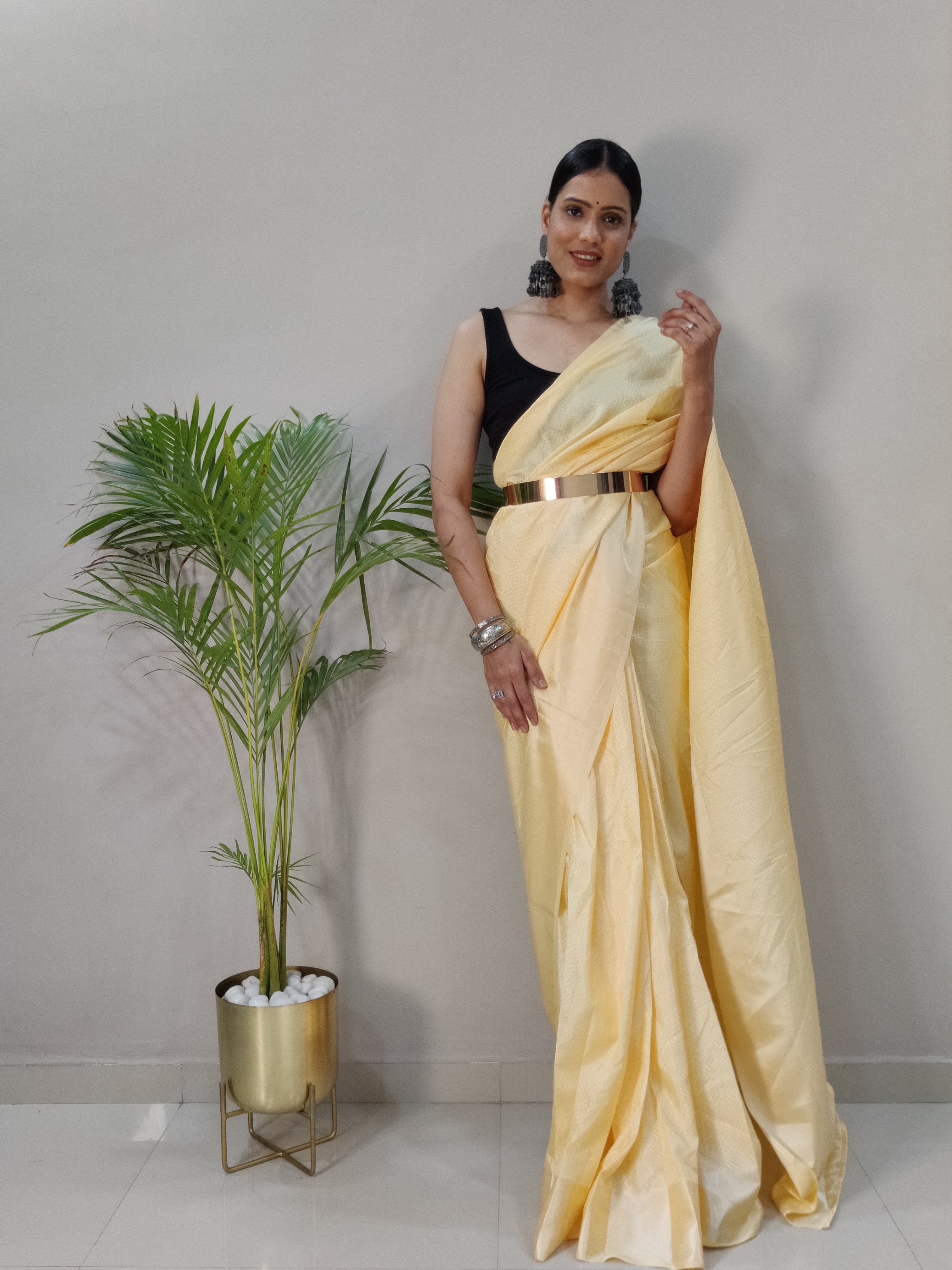 One Minute Ready To Wear New Classic look Lite Lamon  Saree Divashree