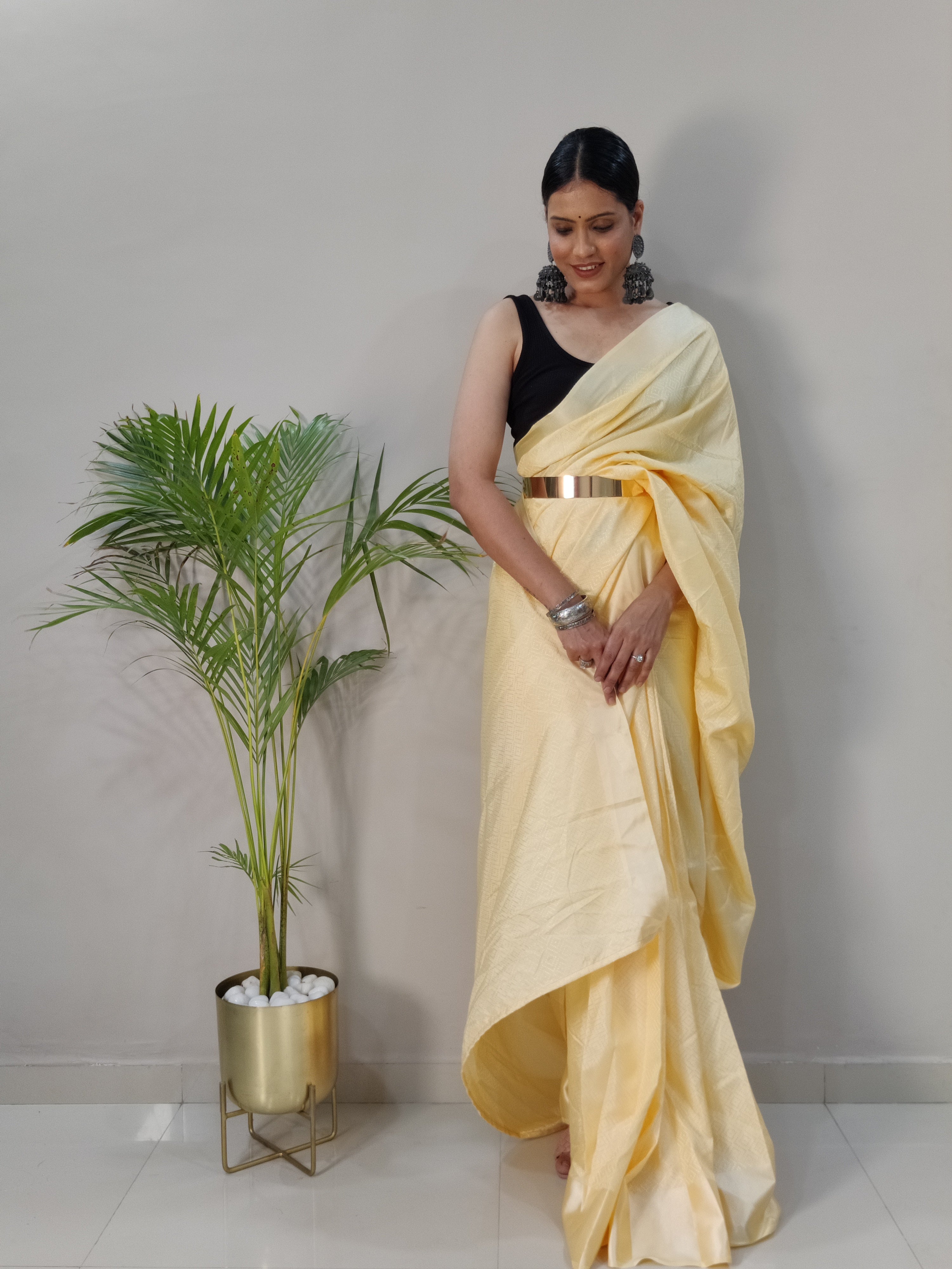 One Minute Ready To Wear New Classic look Lite Lamon  Saree Divashree