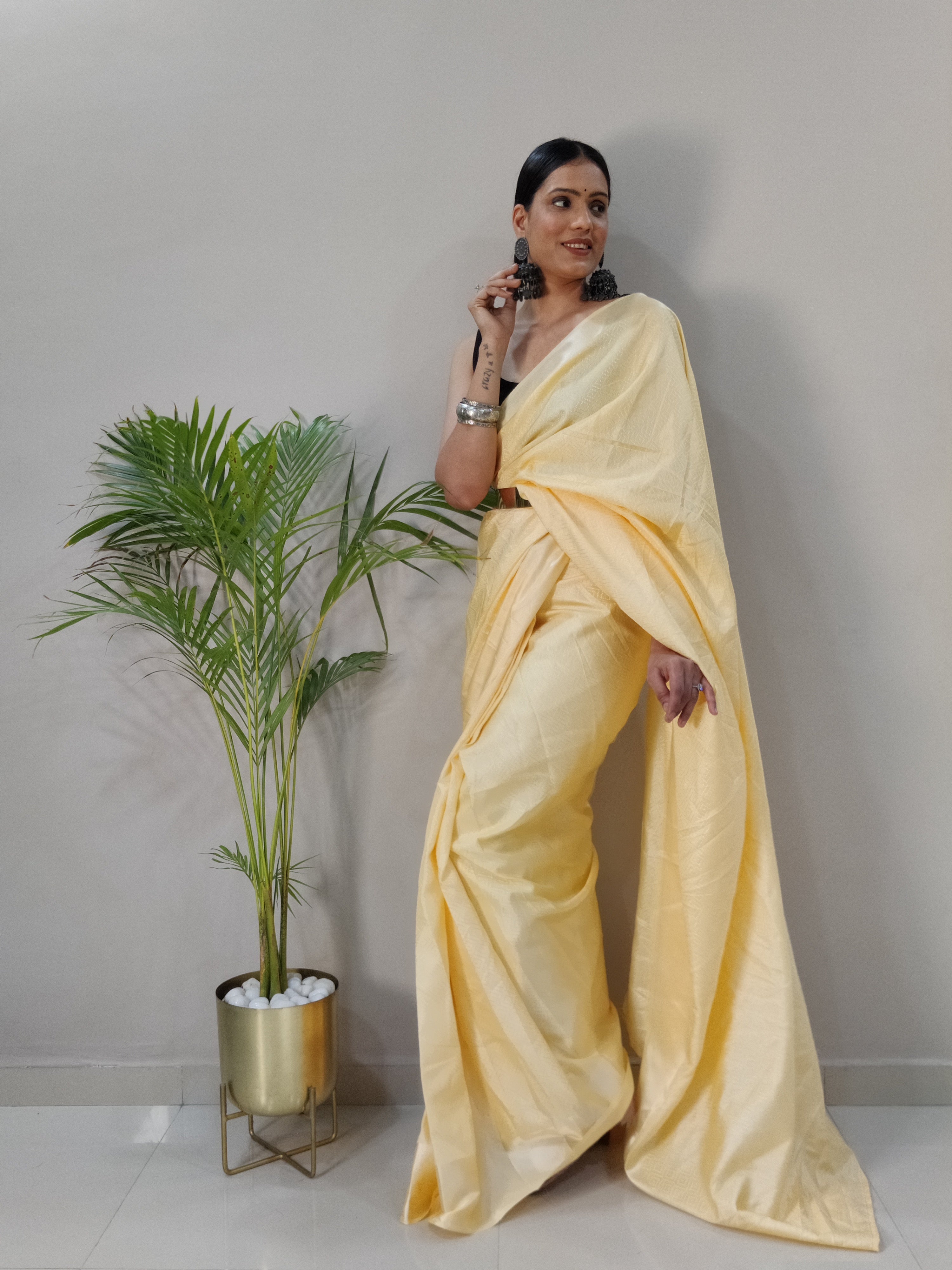 One Minute Ready To Wear New Classic look Lite Lamon  Saree Divashree