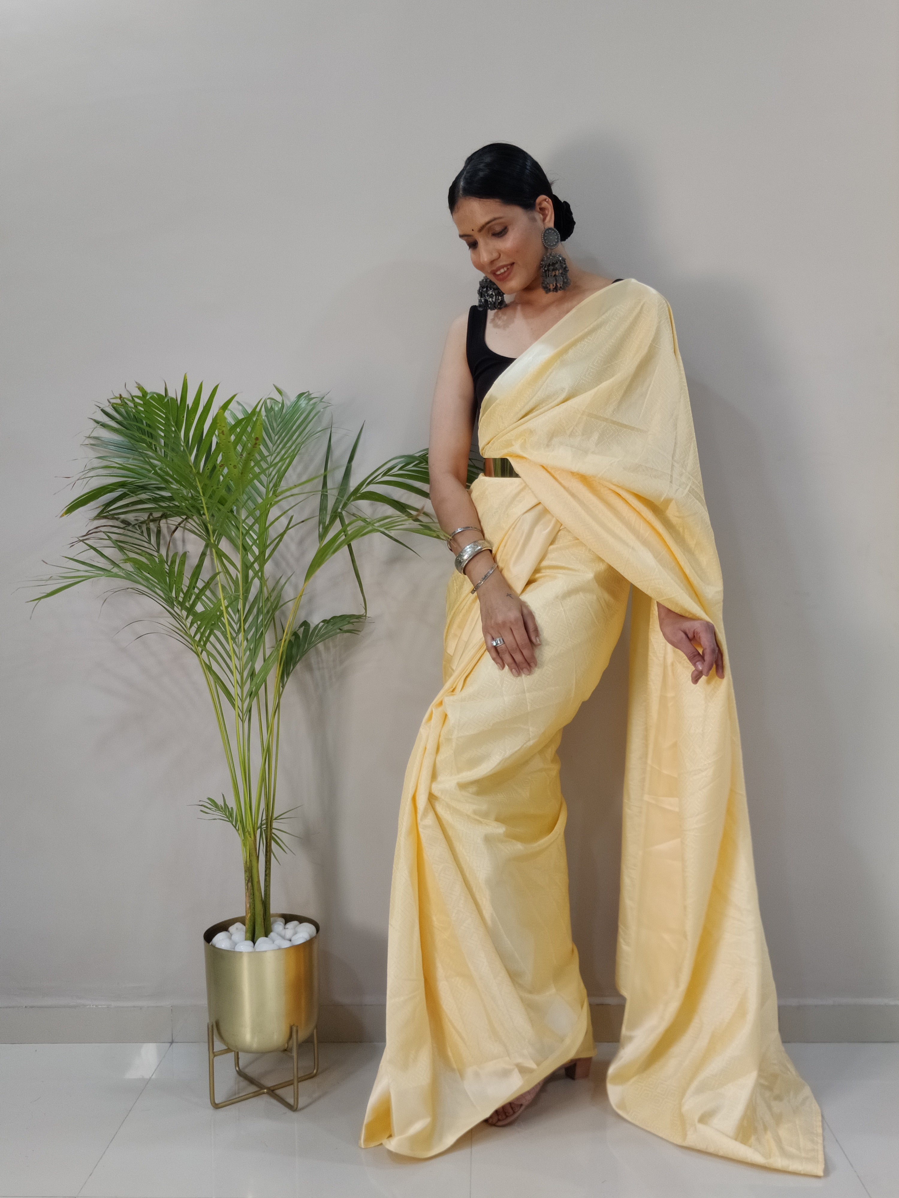 One Minute Ready To Wear New Classic look Lite Lamon  Saree Divashree