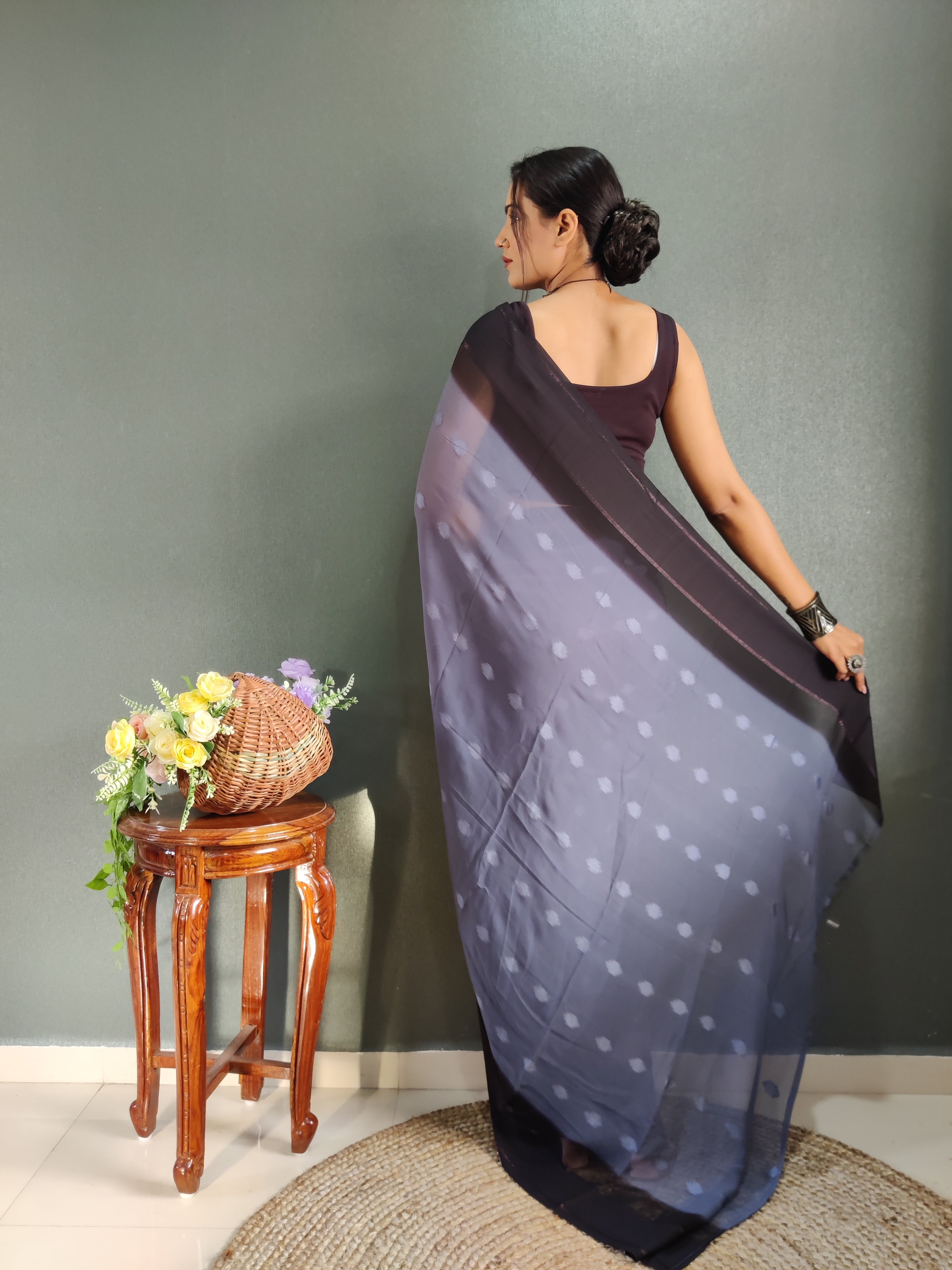 One Minute Ready to Wear New Premium Quality Blueberry Silk Saree Divashree