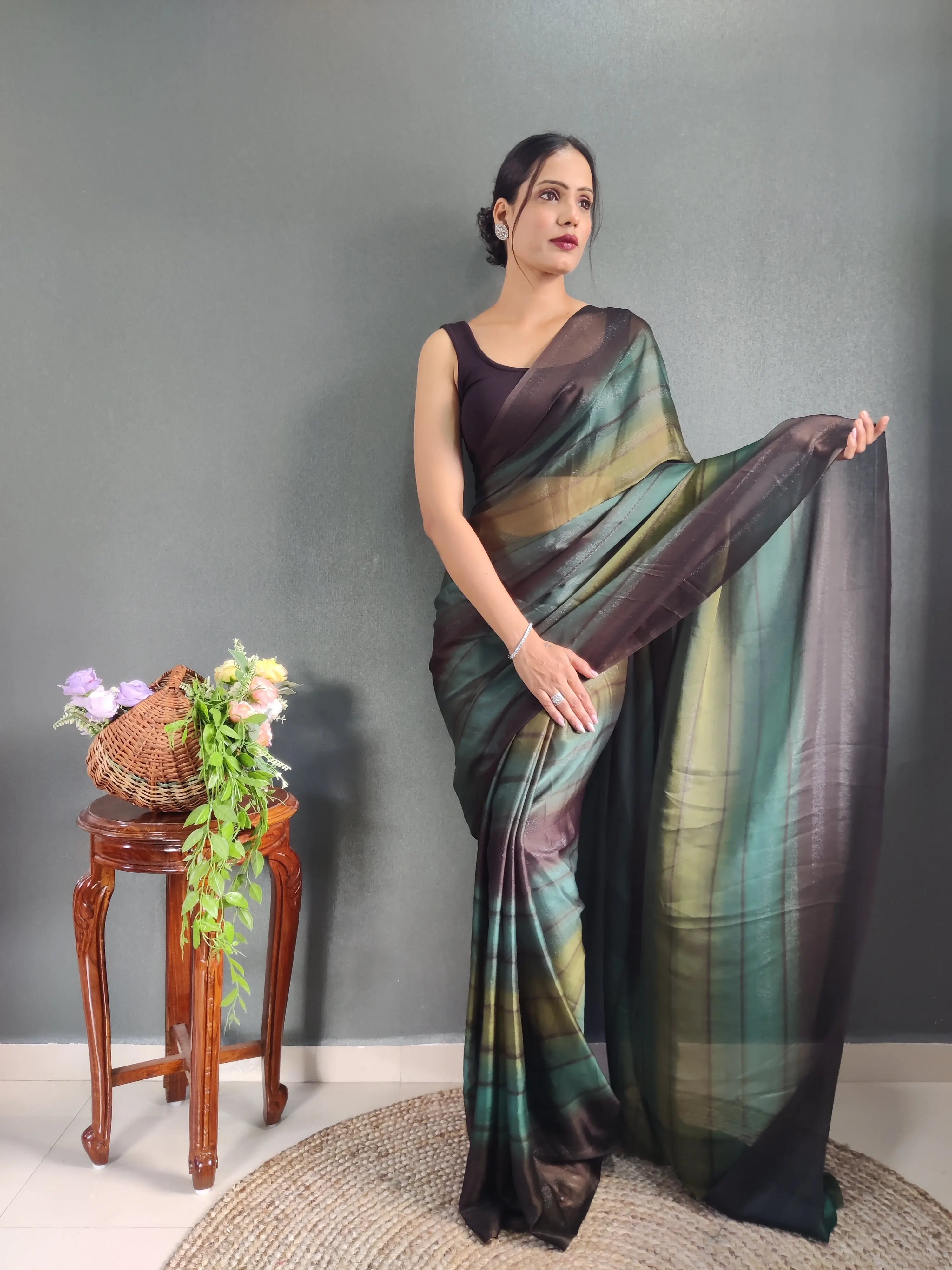 One Minute Ready to Wear New Premium Quelity Morpinch Saree Divashree