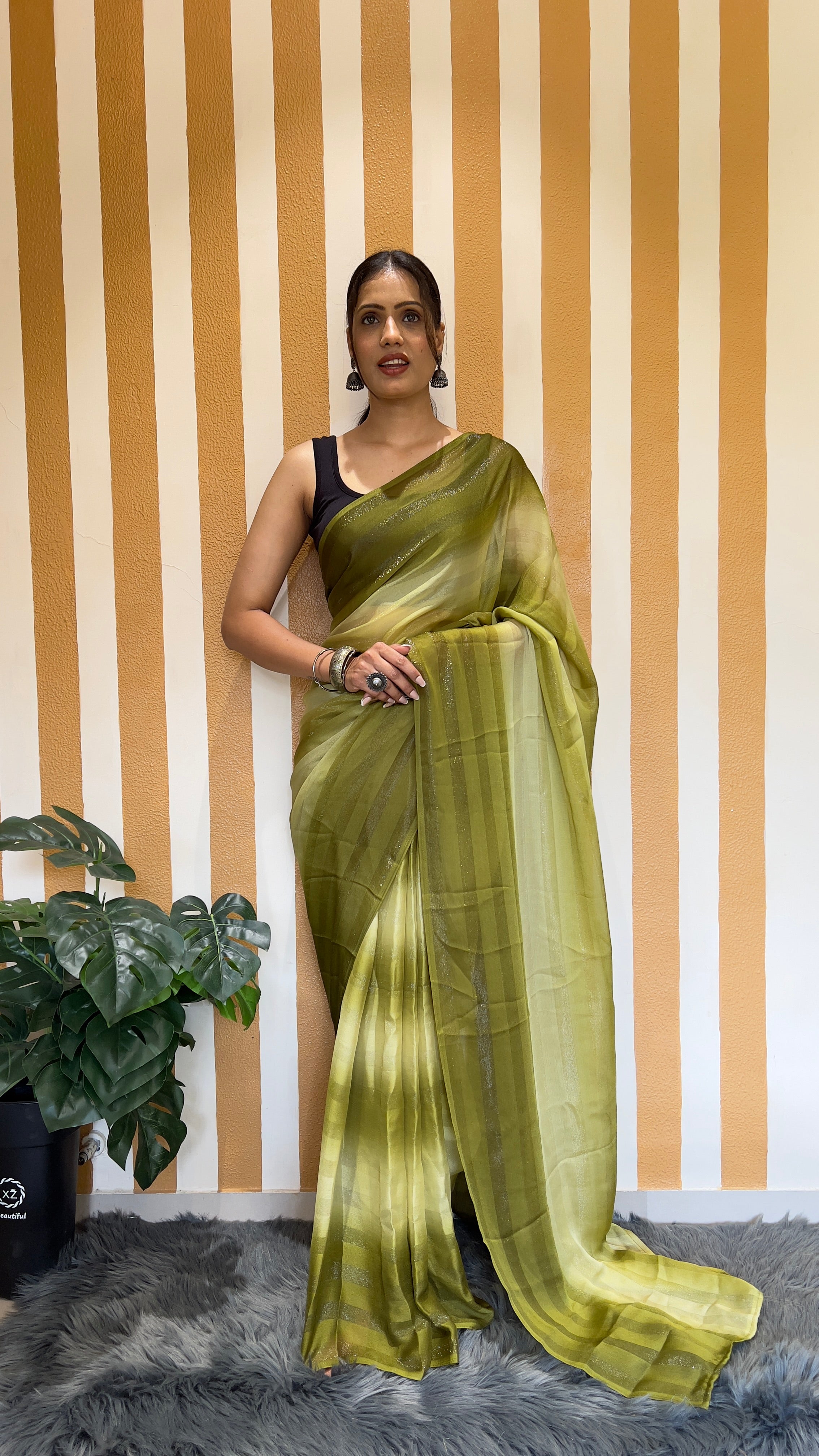 One Minute Ready To Wear New Premium Quality Verdant Veil Nylone Rimzim saree