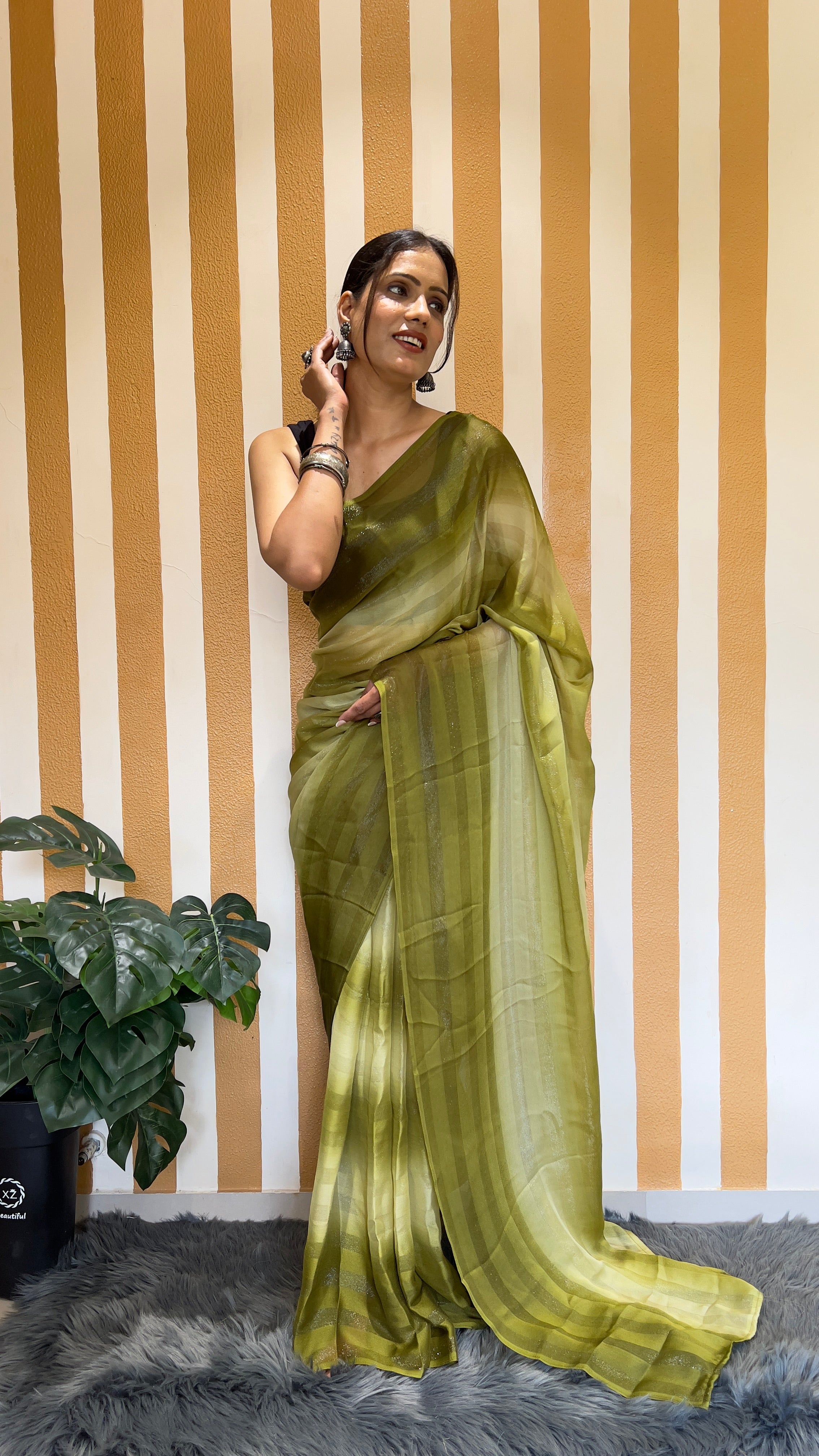 One Minute Ready To Wear New Premium Quality Verdant Veil Nylone Rimzim saree