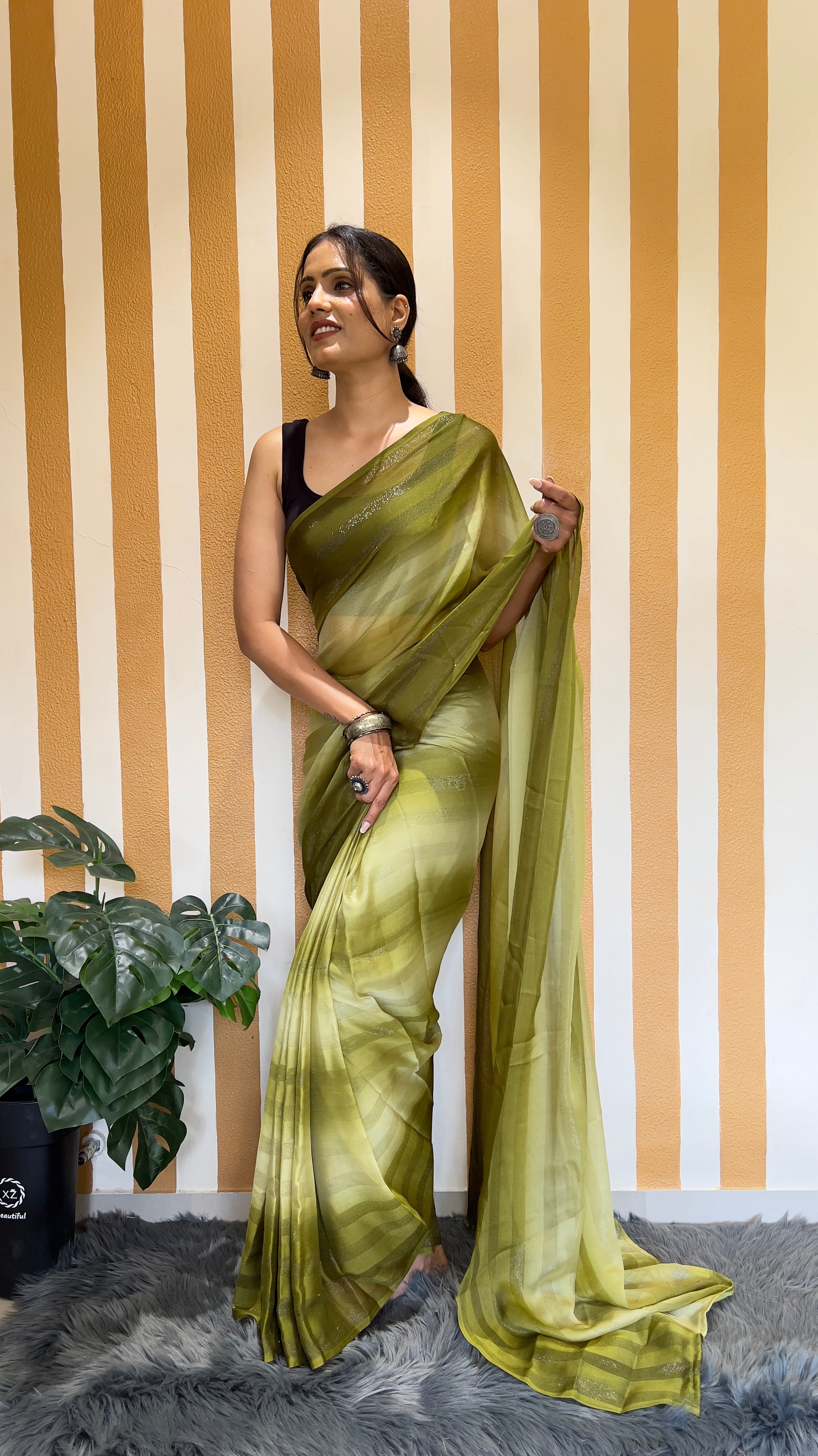 One Minute Ready To Wear New Premium Quality Verdant Veil Nylone Rimzim saree