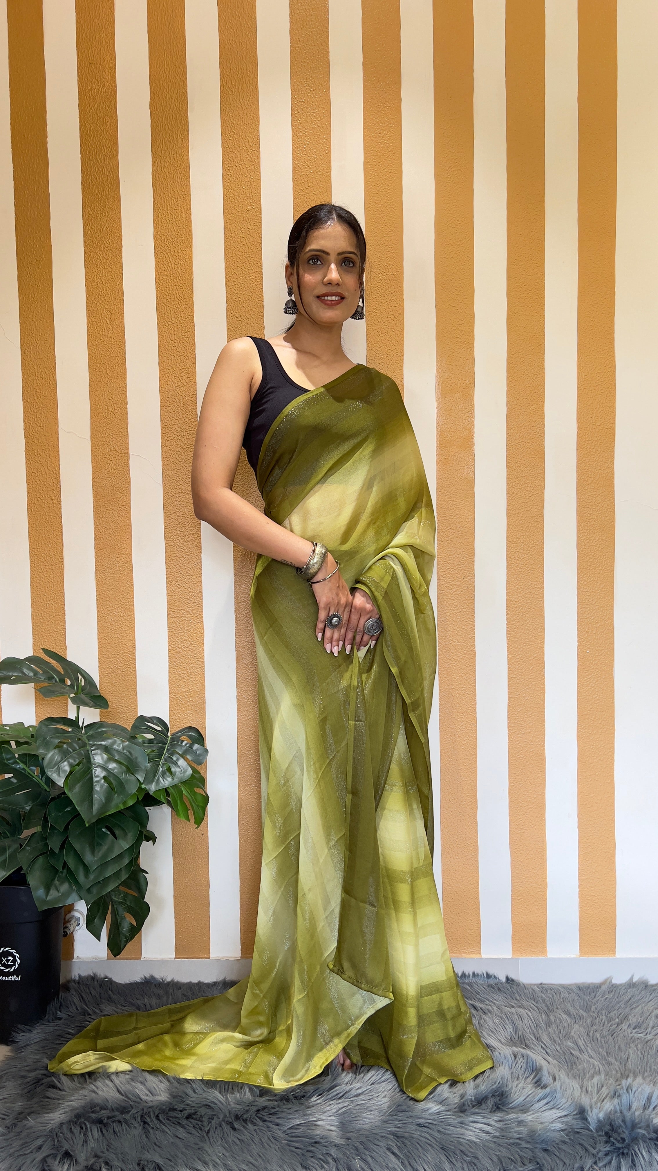 One Minute Ready To Wear New Premium Quality Verdant Veil Nylone Rimzim saree