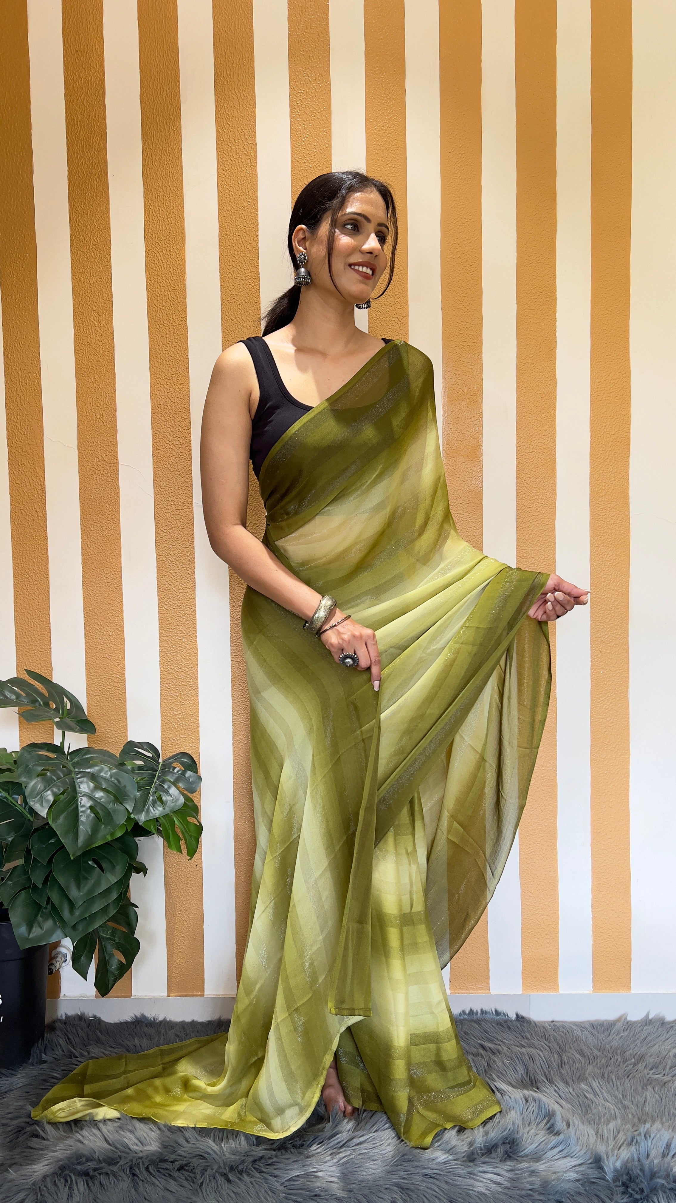 One Minute Ready To Wear New Premium Quality Verdant Veil Nylone Rimzim saree