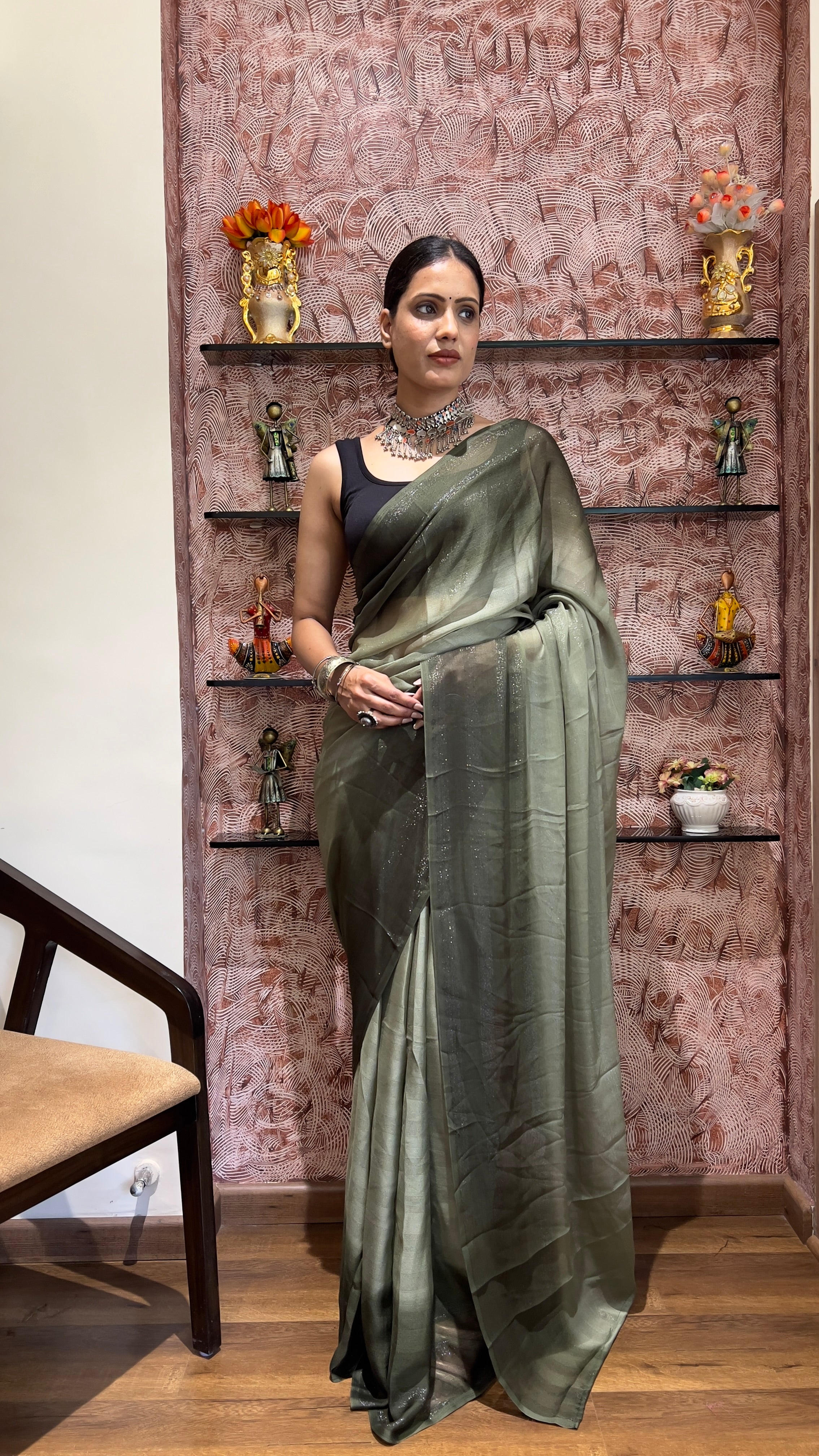 One Minute Ready To Wear New Premium Quality  SoftGlow Snuggler Nylone Rimzim saree