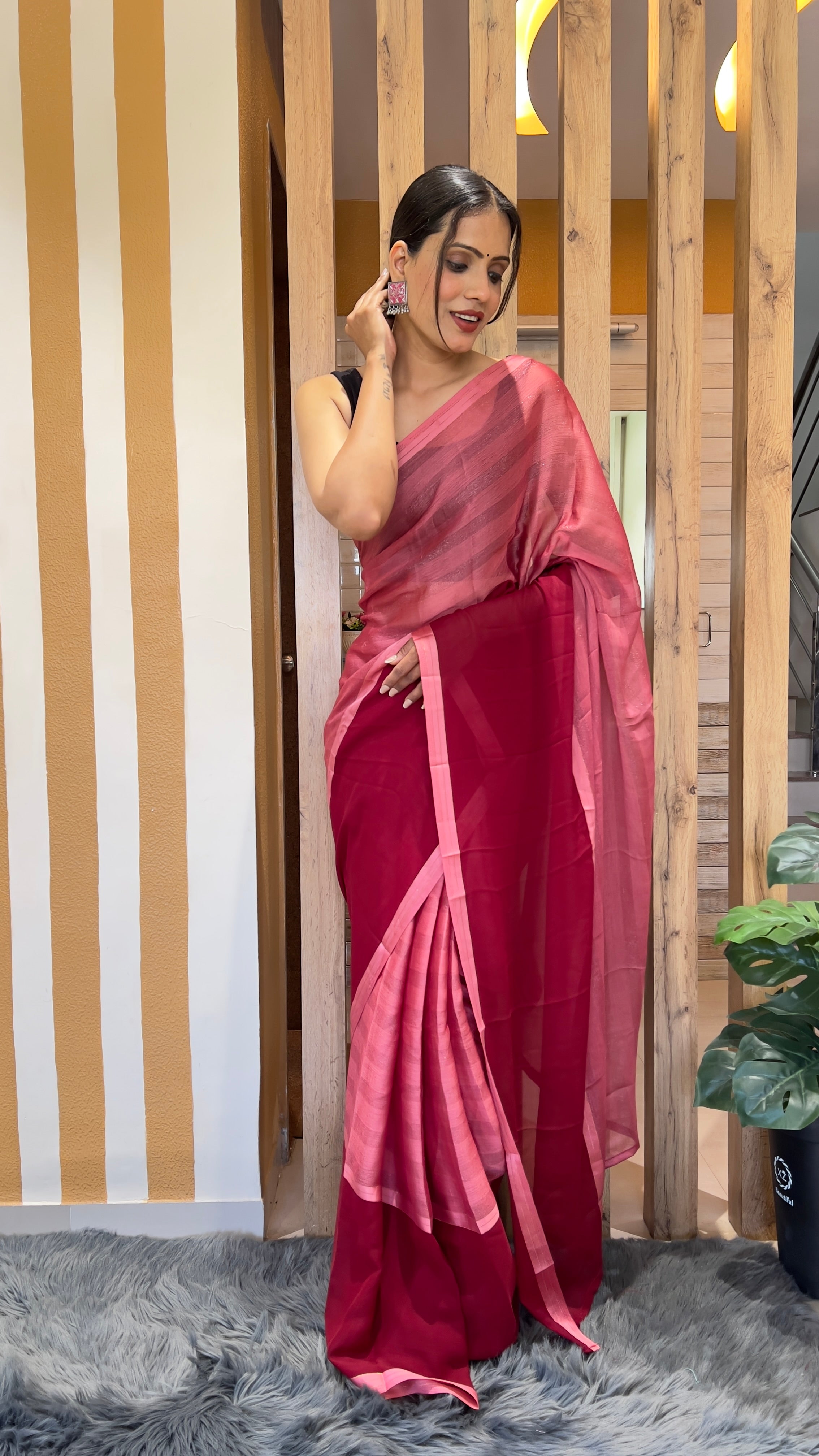 One Minute Ready To Wear Scarlet Grace Nylone Rimzim saree