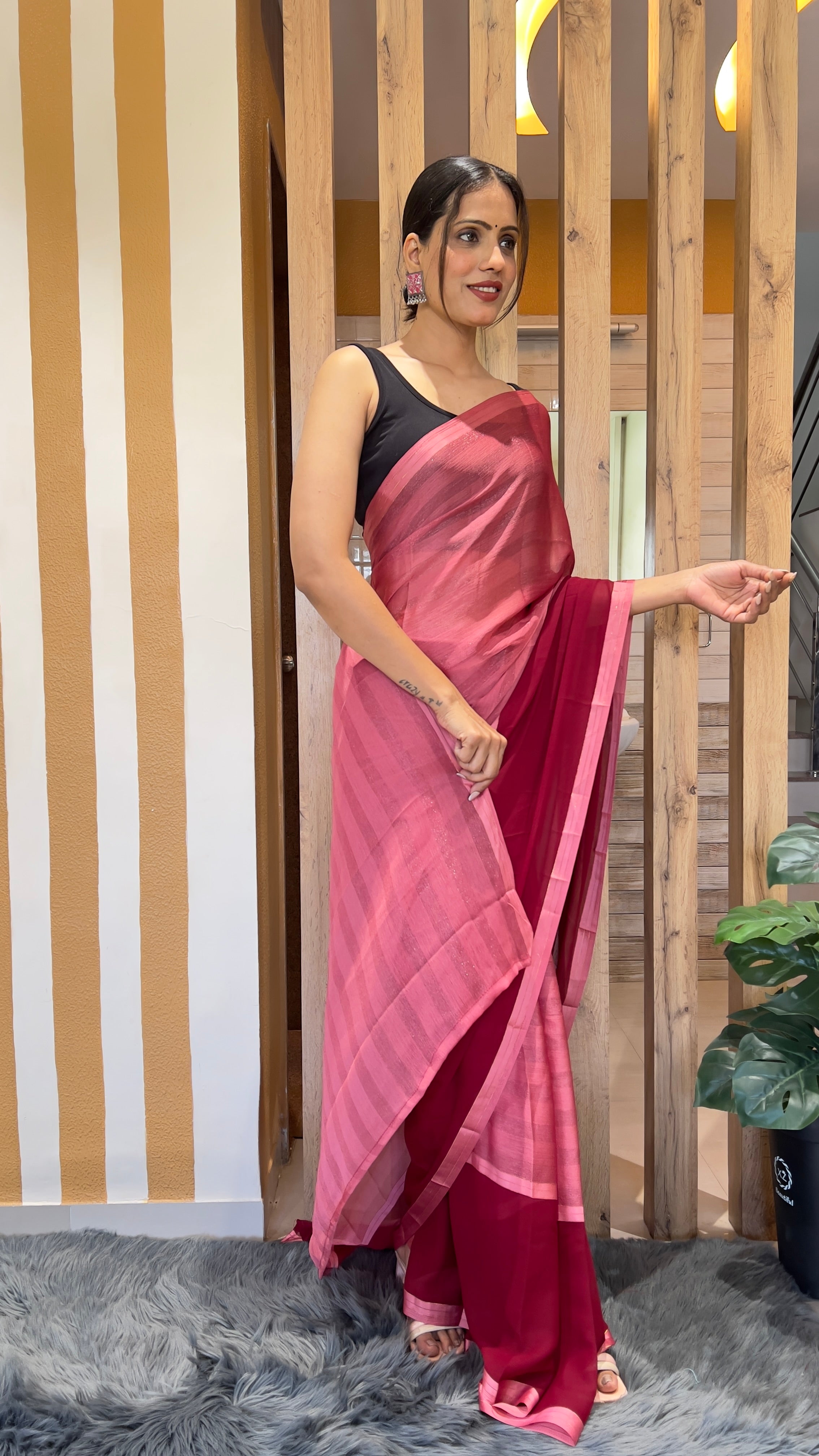 One Minute Ready To Wear Scarlet Grace Nylone Rimzim saree