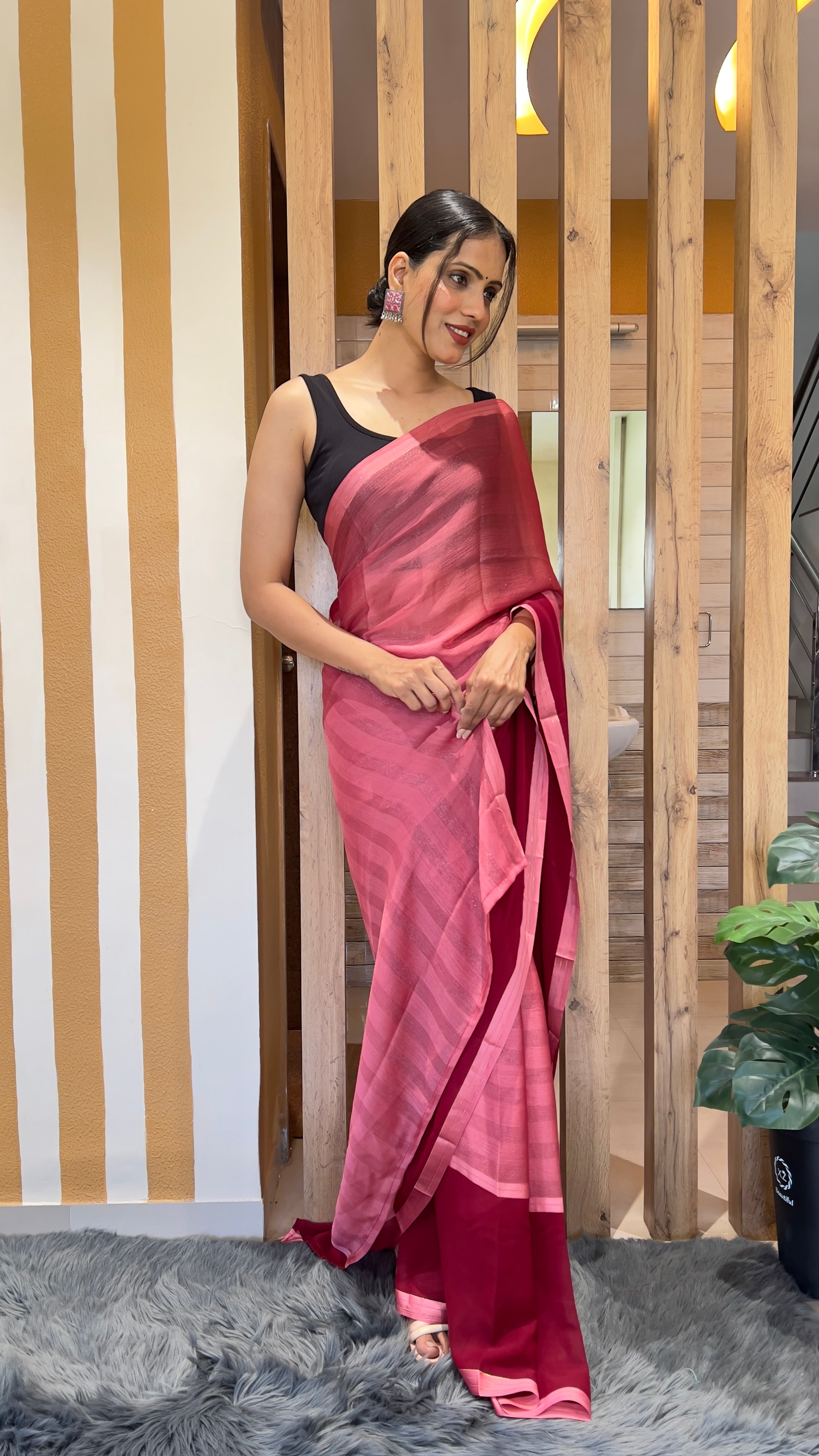 One Minute Ready To Wear Scarlet Grace Nylone Rimzim saree