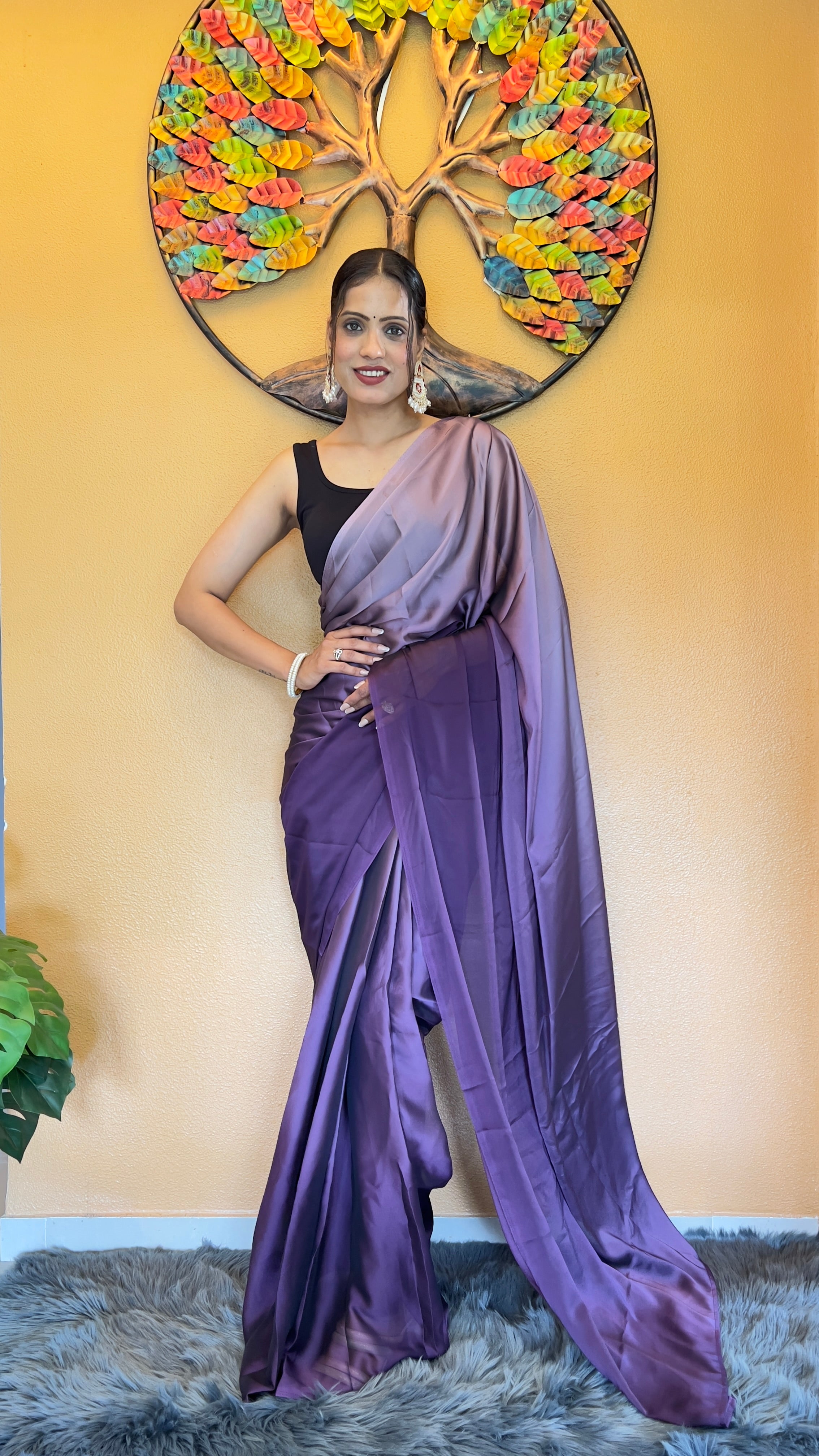 One Minute Ready To Wear New Premium Quality  LavenderDrift TreeDrape Saree