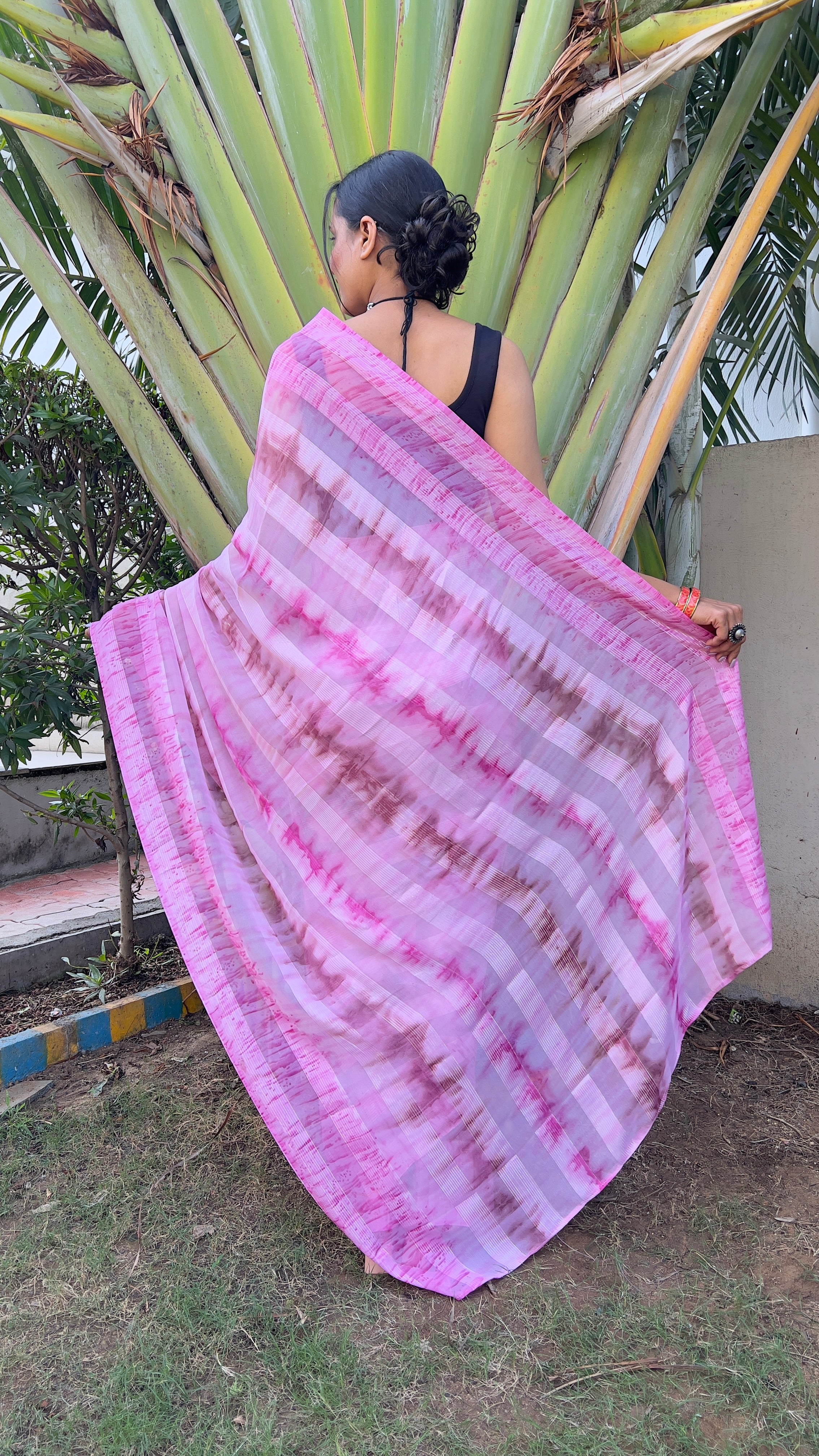 One Minute Ready to Wear New Premium Quelity Shibori Petal Pink Saree Divashree