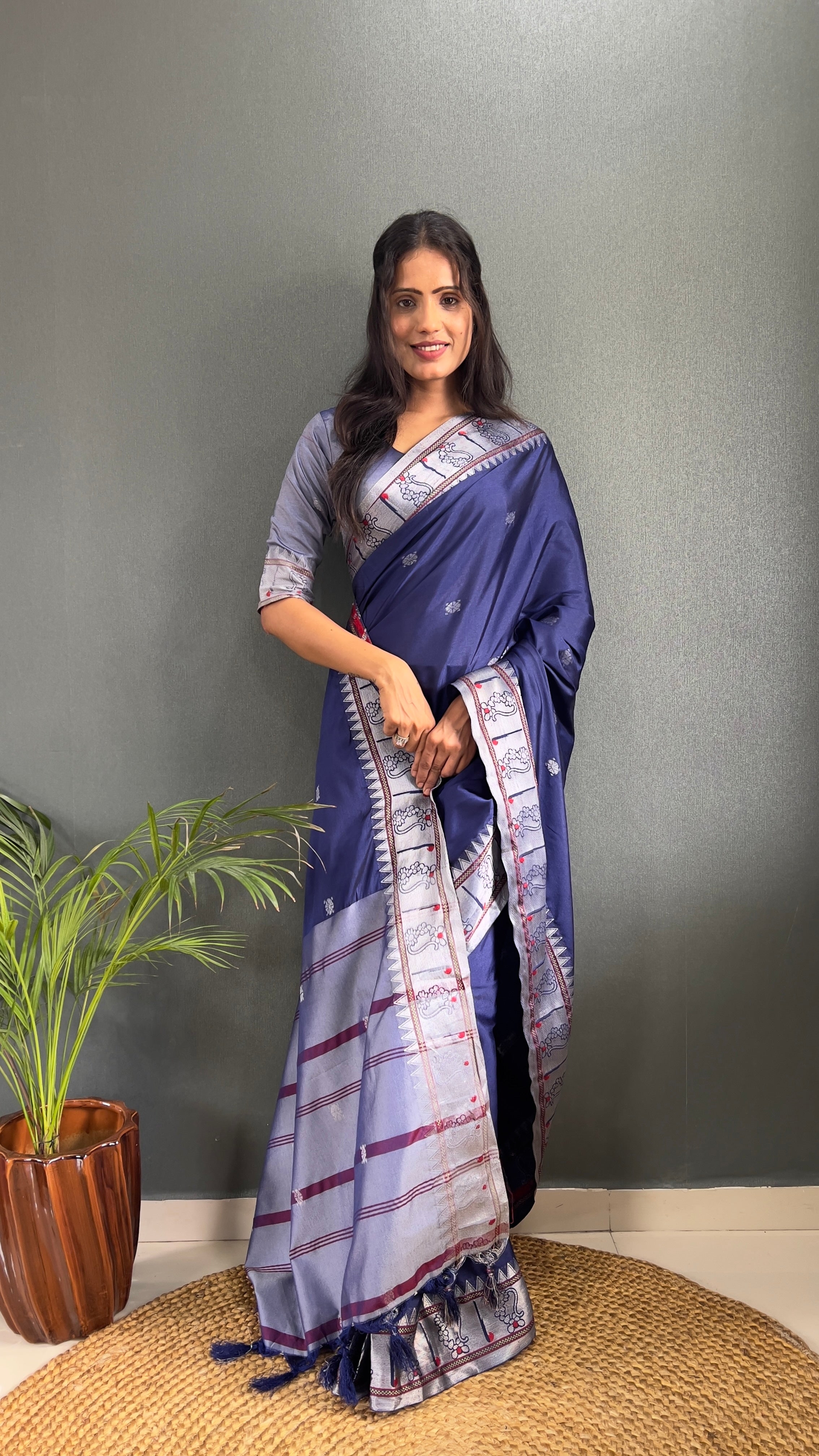 One Minute Ready To Wear  Royal Orchid Soft Georgette Silk Saree