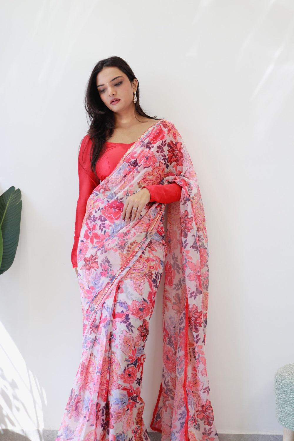 One Minute Ready To Wear Rose Garden Pure Soft Georgette Silk Saree