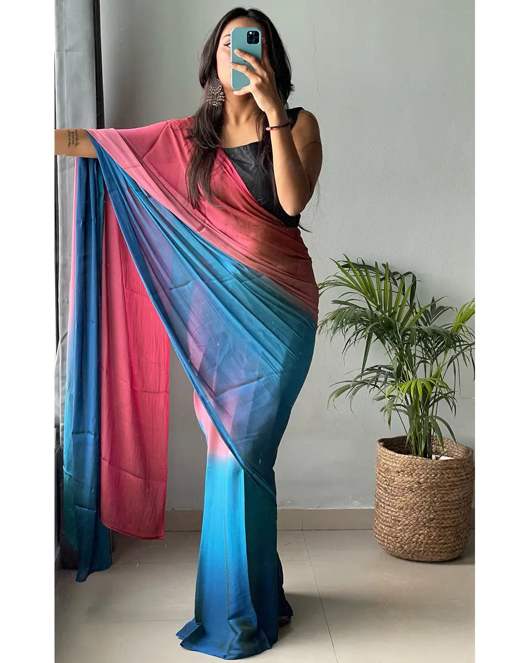 One Minute Ready to Wear New Looking Rainbow Saree Divashree