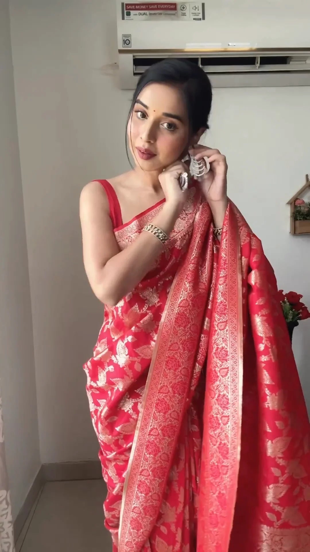 One Minute Ready To Wear Cherry Blossom Georgette Silk Saree