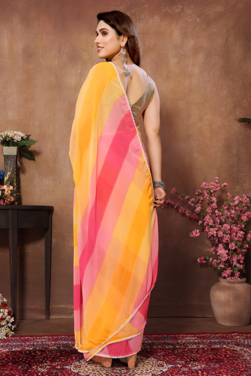 One Minute Ready To Wear  Graceful Pure Soft Georgette Silk Saree