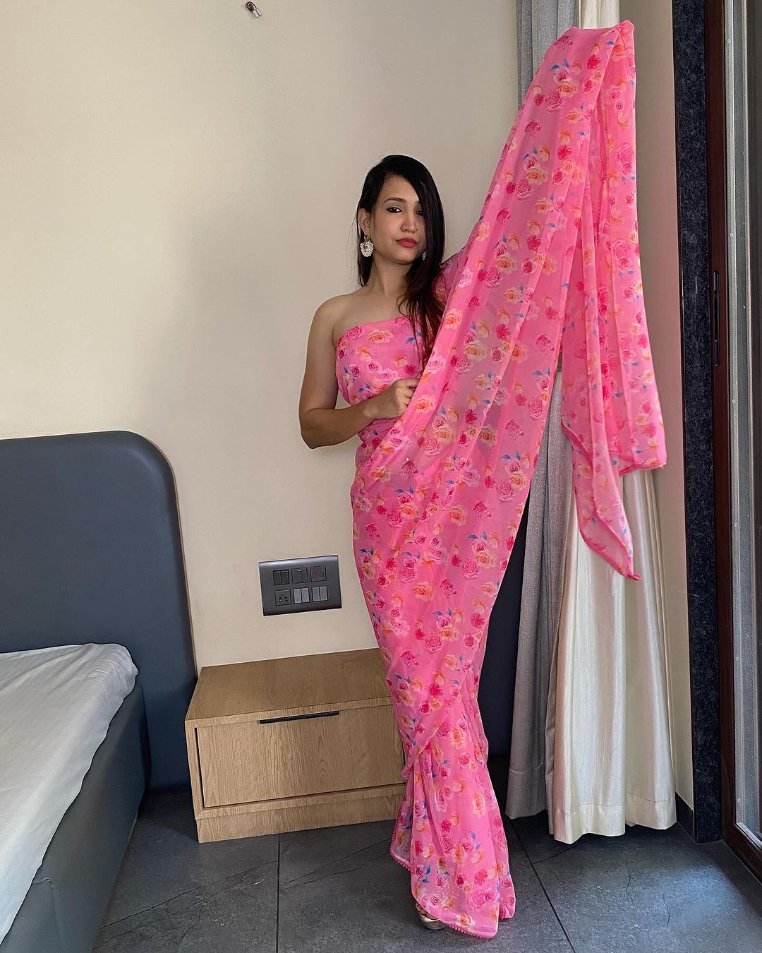 One Minute Ready To Wear Enchanted Blossom Soft Georgette Silk Saree