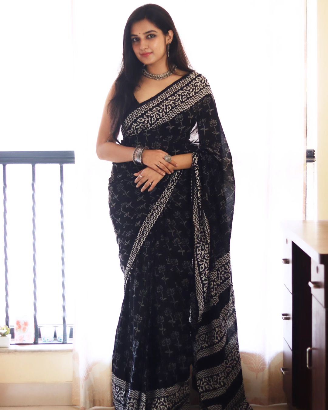 One Minute Ready To Wear Charcoal Charm Soft Georgette Silk Saree