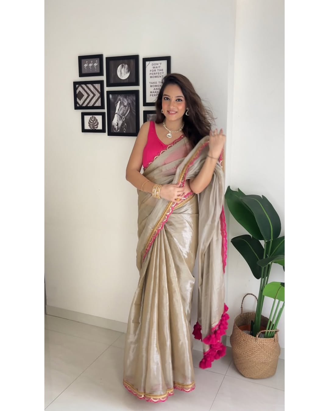 New Beautiful pure Erode silk saree exquisitely adorned with delicate pink embroidery lace border Saree with unstitch Blouse