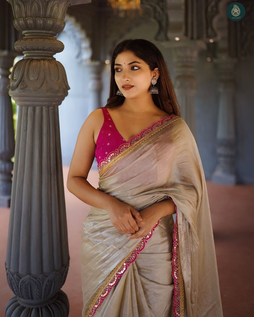 New Beautiful pure Erode silk saree exquisitely adorned with delicate pink embroidery lace border Saree with unstitch Blouse