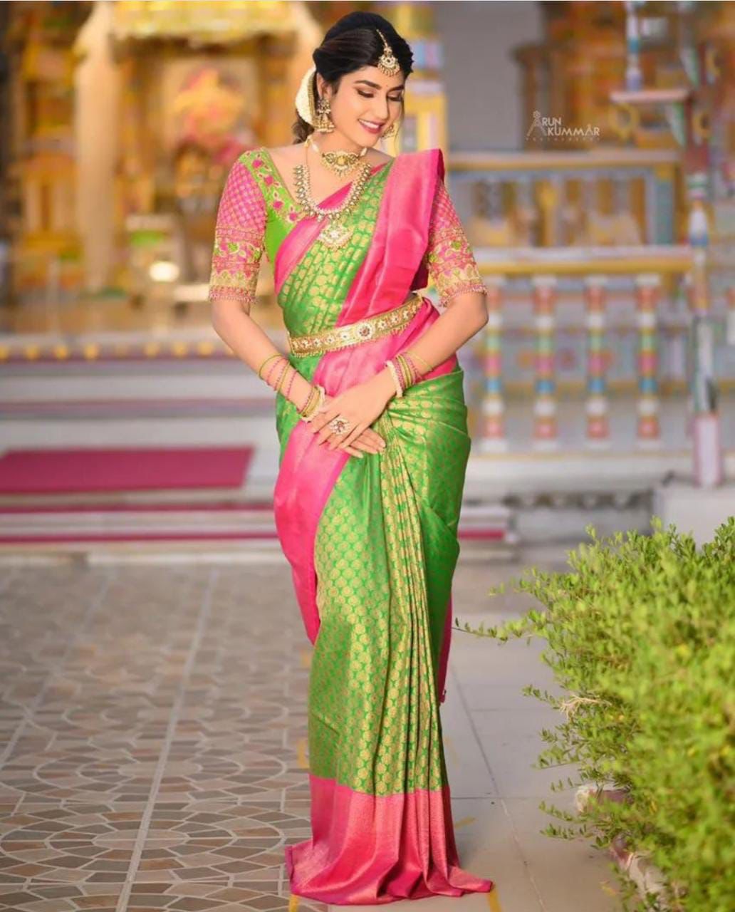 Fancy Green Jacquard Work Lichi Silk Saree Neeva Fashion