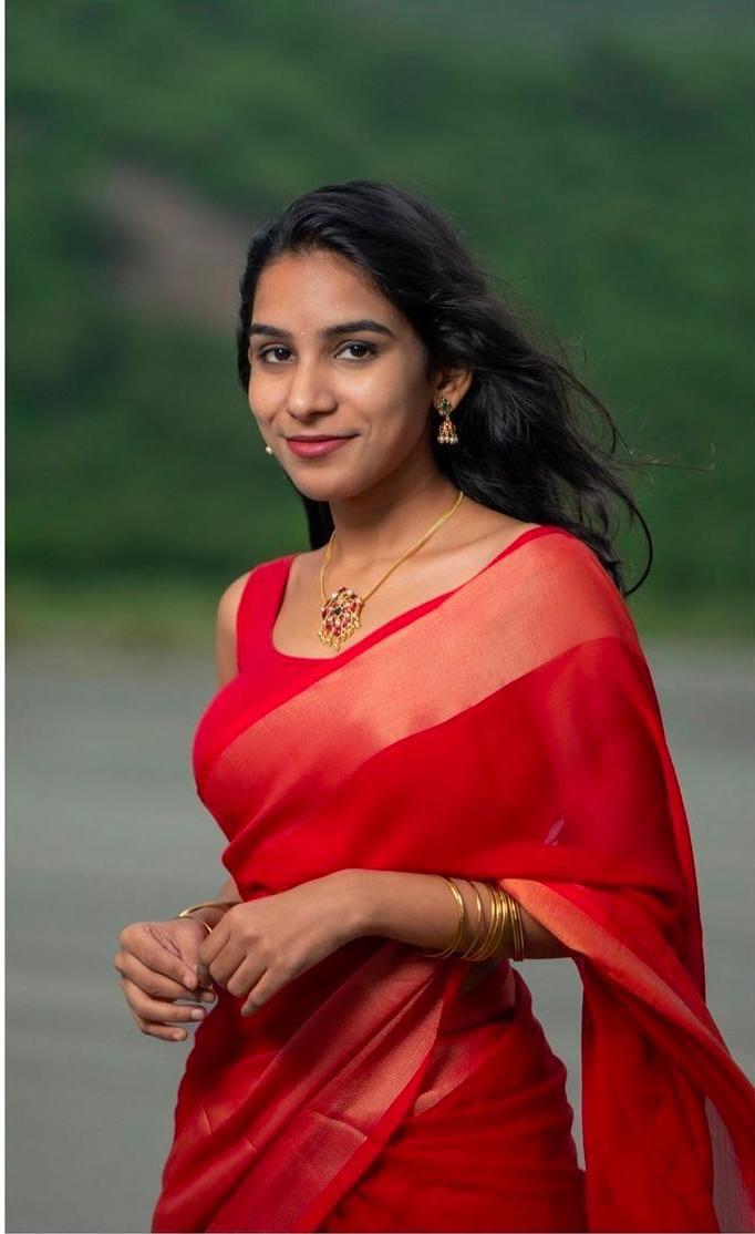 New Fancy Blooming Georgette Red Saree With Unstiched Blouse