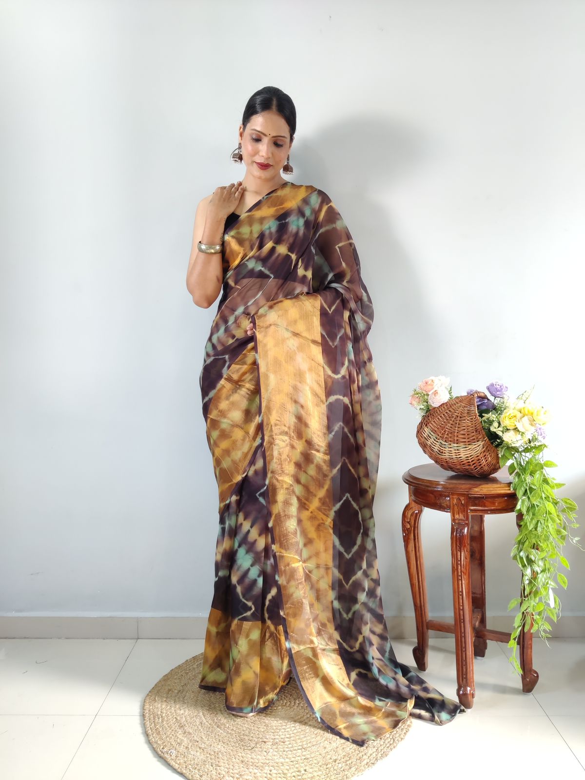 One Minute Ready To Wear Divine Drapery Floral Pure Soft Georgette Silk Saree