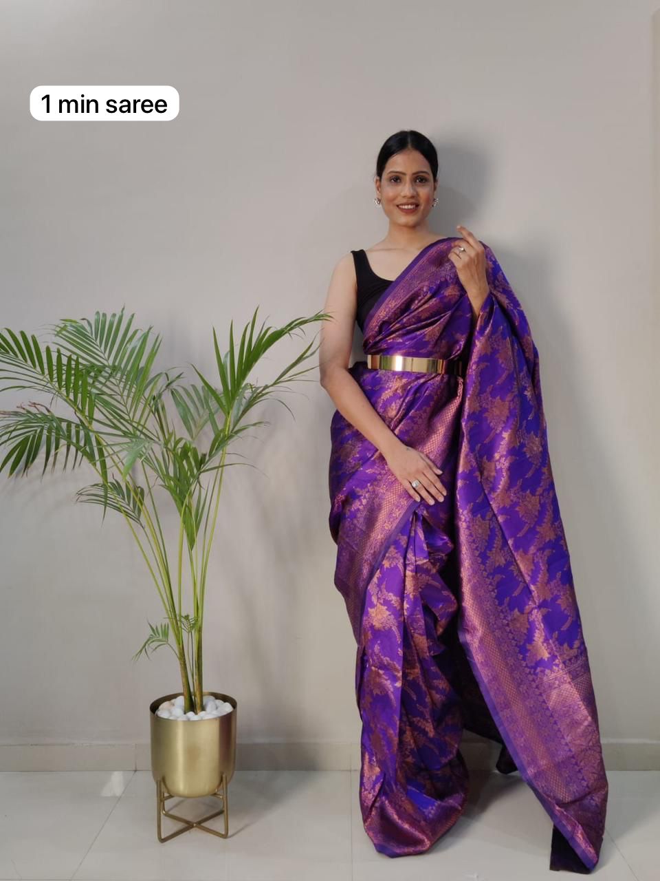 One Minute Ready to Wear New Classic Design Lichi Silk Saree Divashree