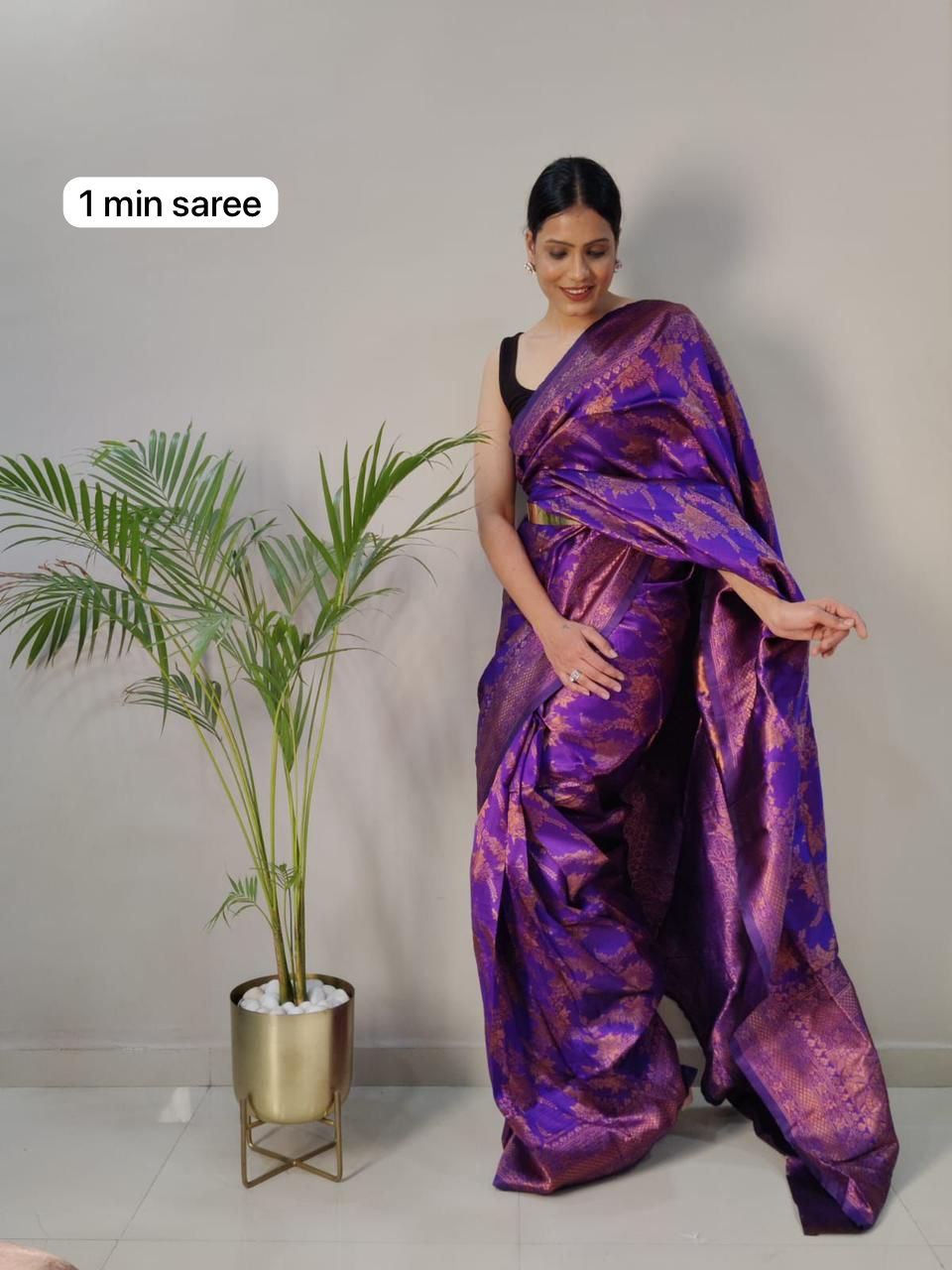 One Minute Ready to Wear New Classic Design Lichi Silk Saree Divashree