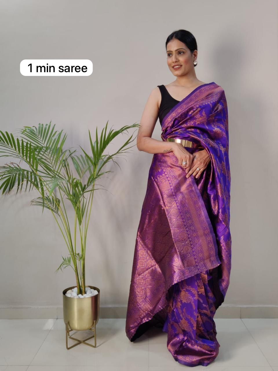 One Minute Ready to Wear New Classic Design Lichi Silk Saree Divashree