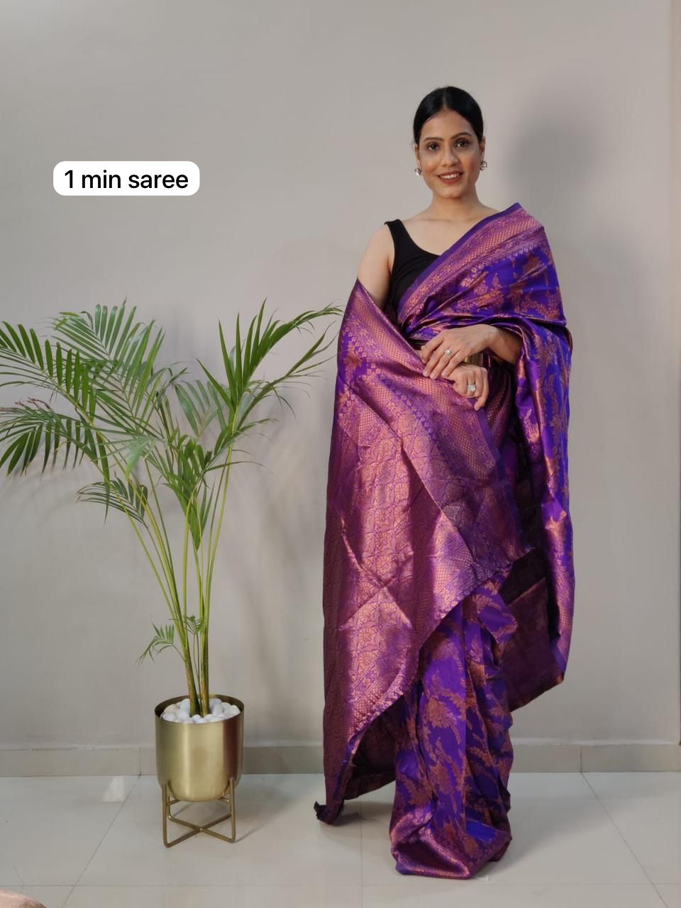 One Minute Ready to Wear New Classic Design Lichi Silk Saree Divashree