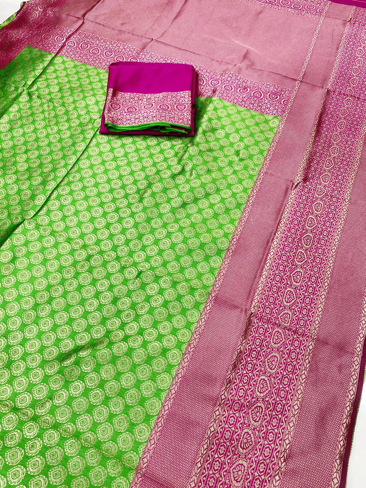 Fancy Green Jacquard Work Lichi Silk Saree Neeva Fashion