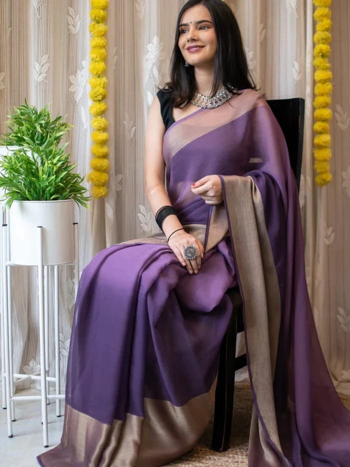 One Minute Ready To Wear Majestic Aura Soft Georgette Silk Saree