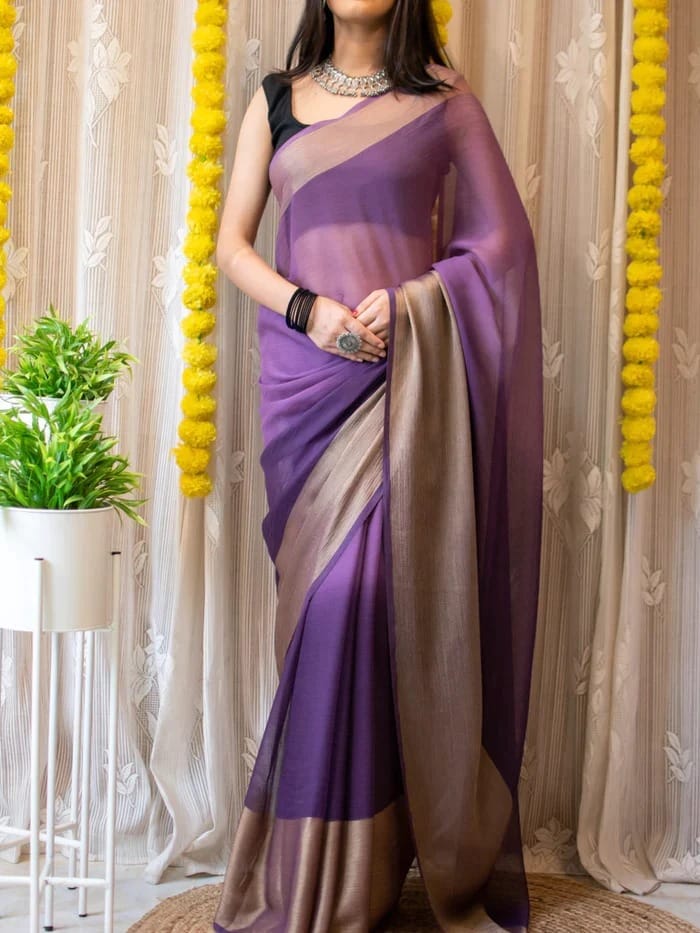 One Minute Ready To Wear Majestic Aura Soft Georgette Silk Saree