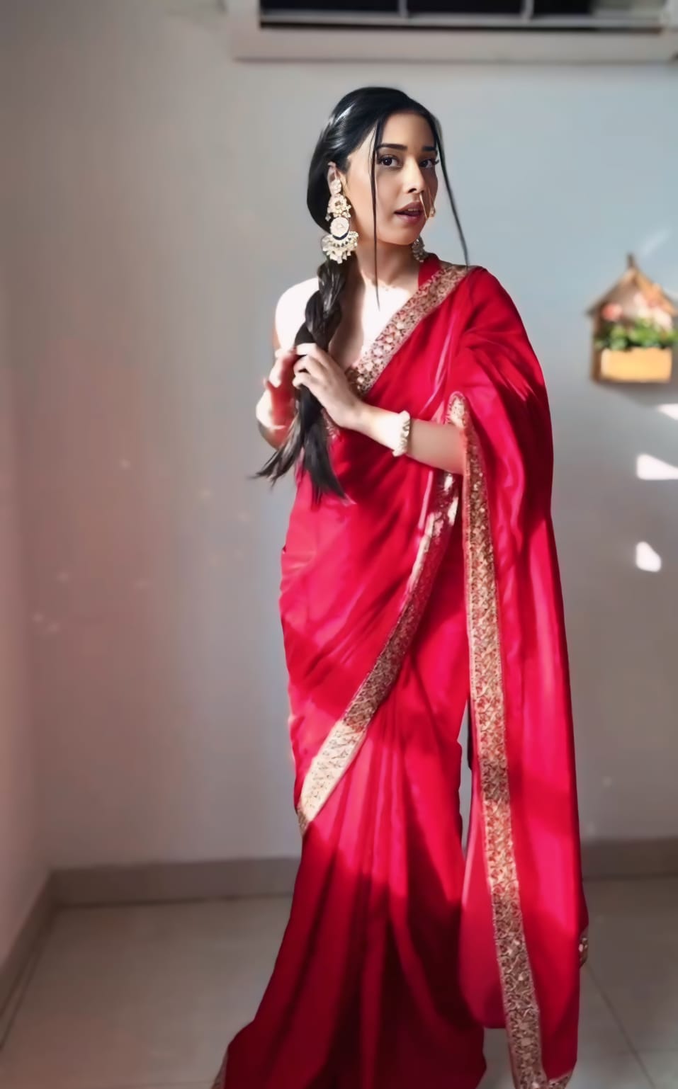 One Minute Ready To Cherry Opulence Pure Soft Velvet Silk Saree